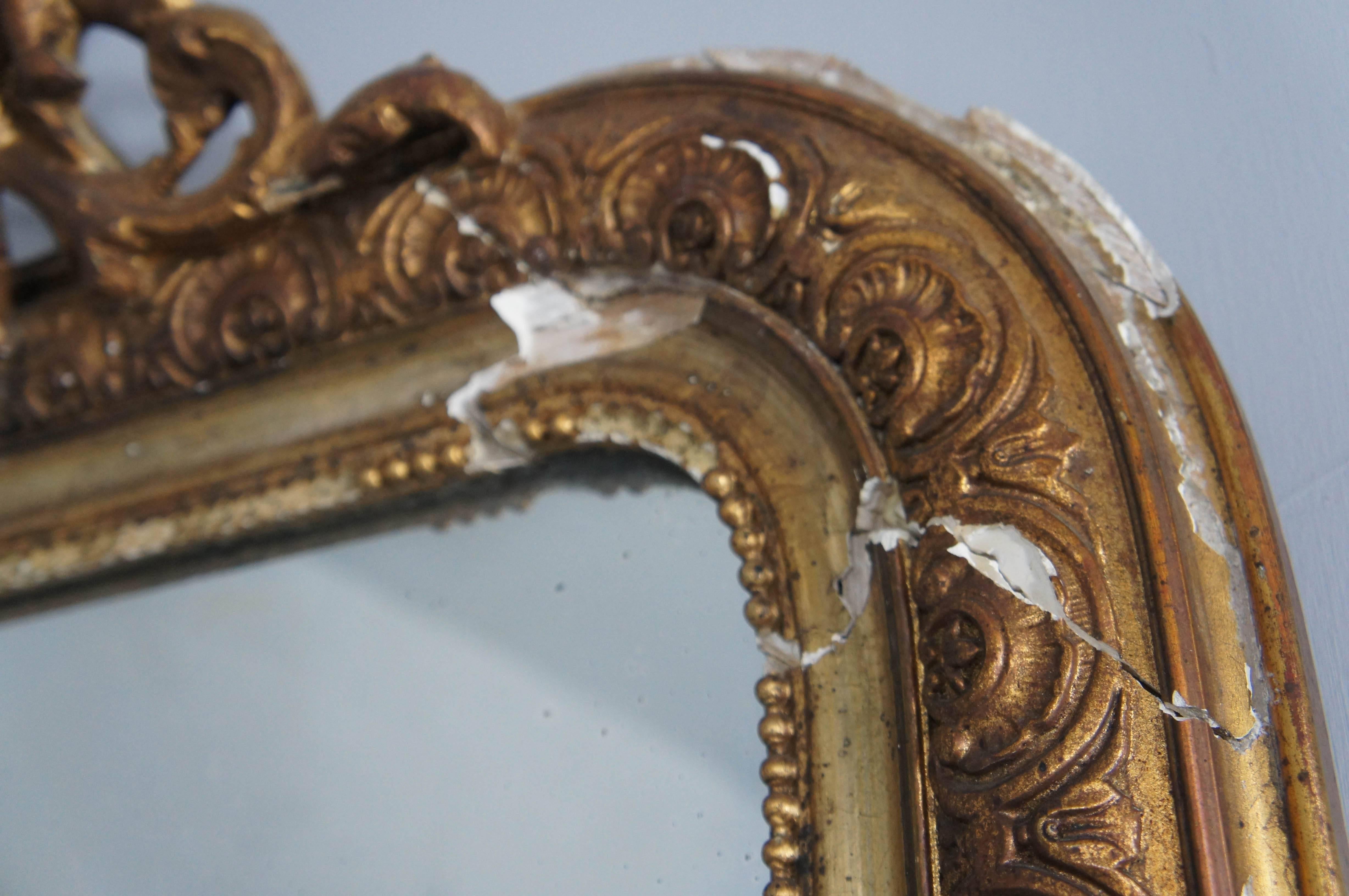 19th Century French Louis Philippe Gilt Gesso Overmantle Mirror Putti Cherub 2