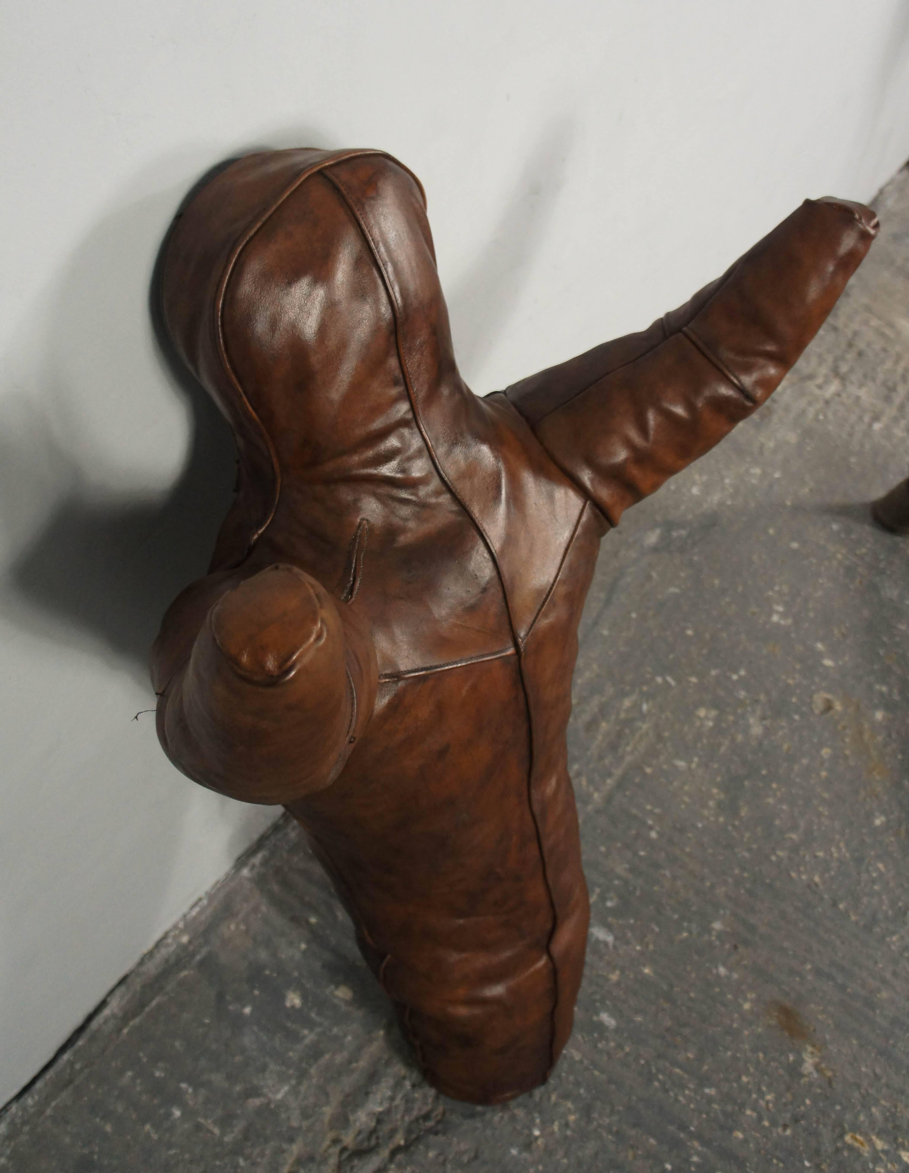 German Vintage Leather Gym Boxing Wrestling Dummy Mannequin, 1930s