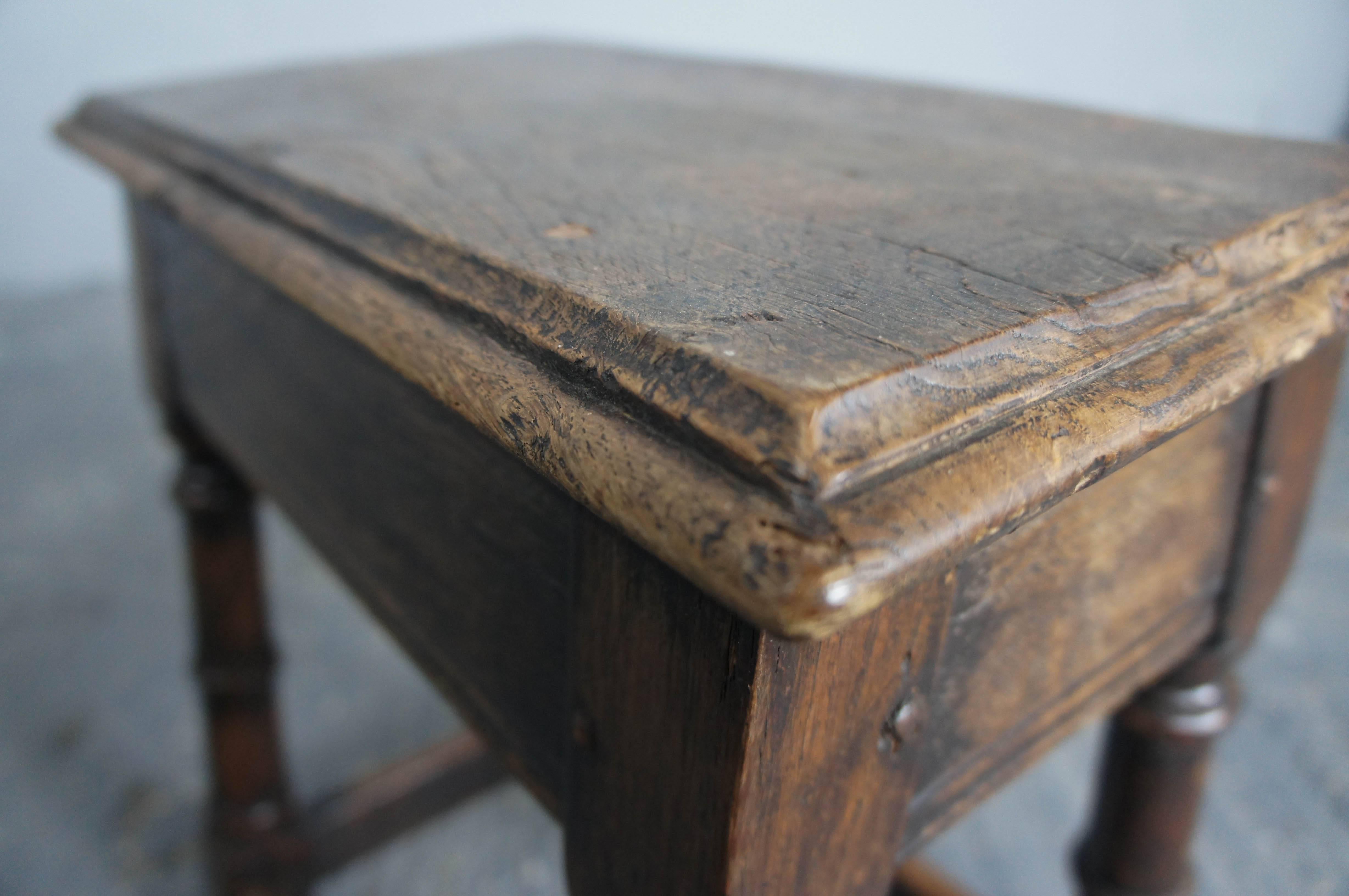 Antique Early 19th Century English Oak Joint Stool 2