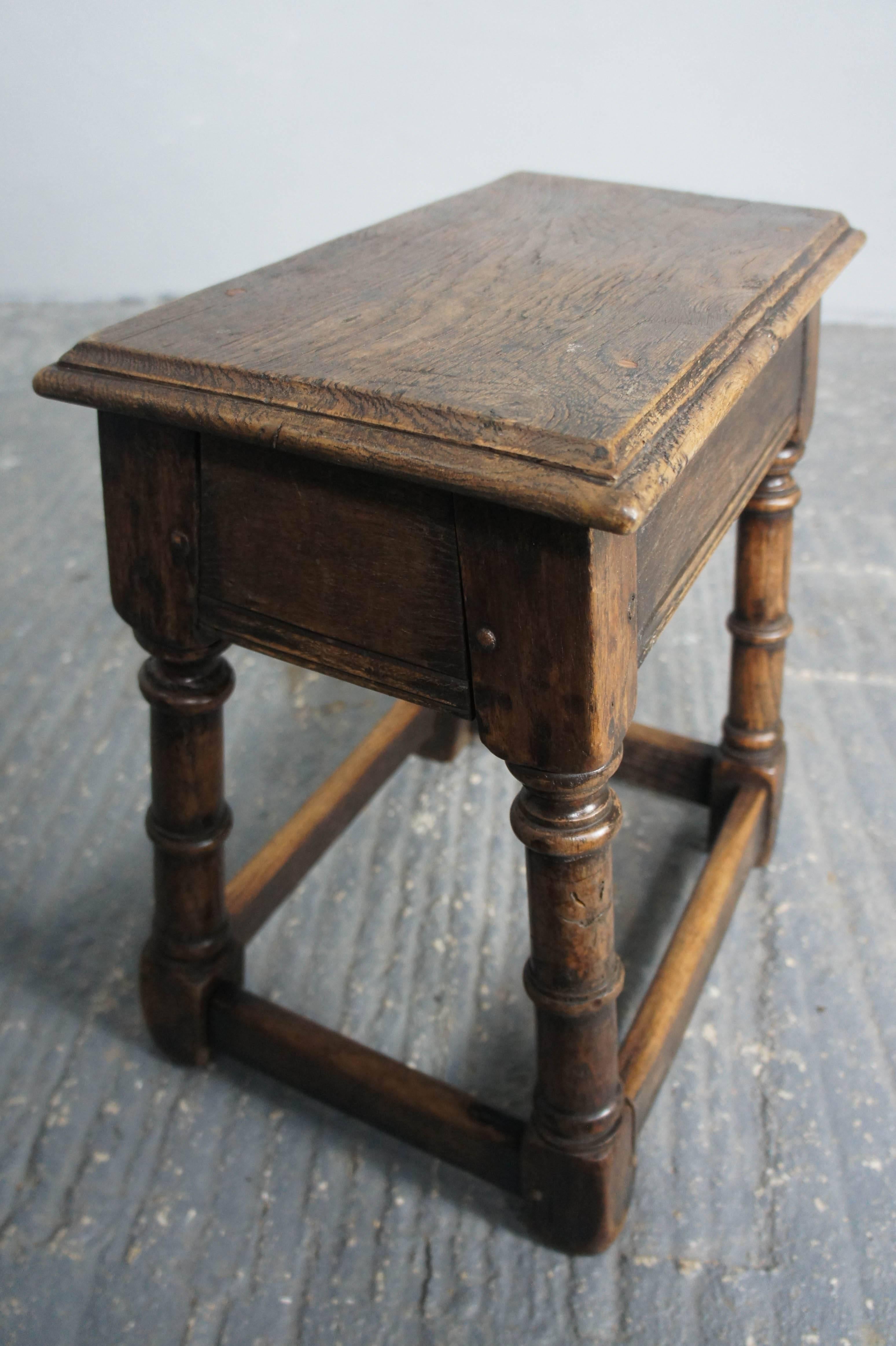Antique Early 19th Century English Oak Joint Stool 3