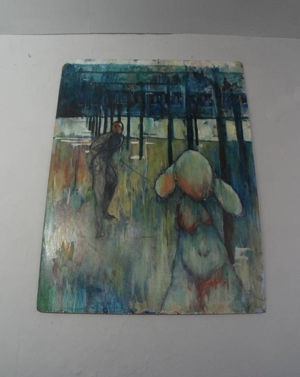 Contemporary Oil on Hardboard Painting For Sale at 1stdibs