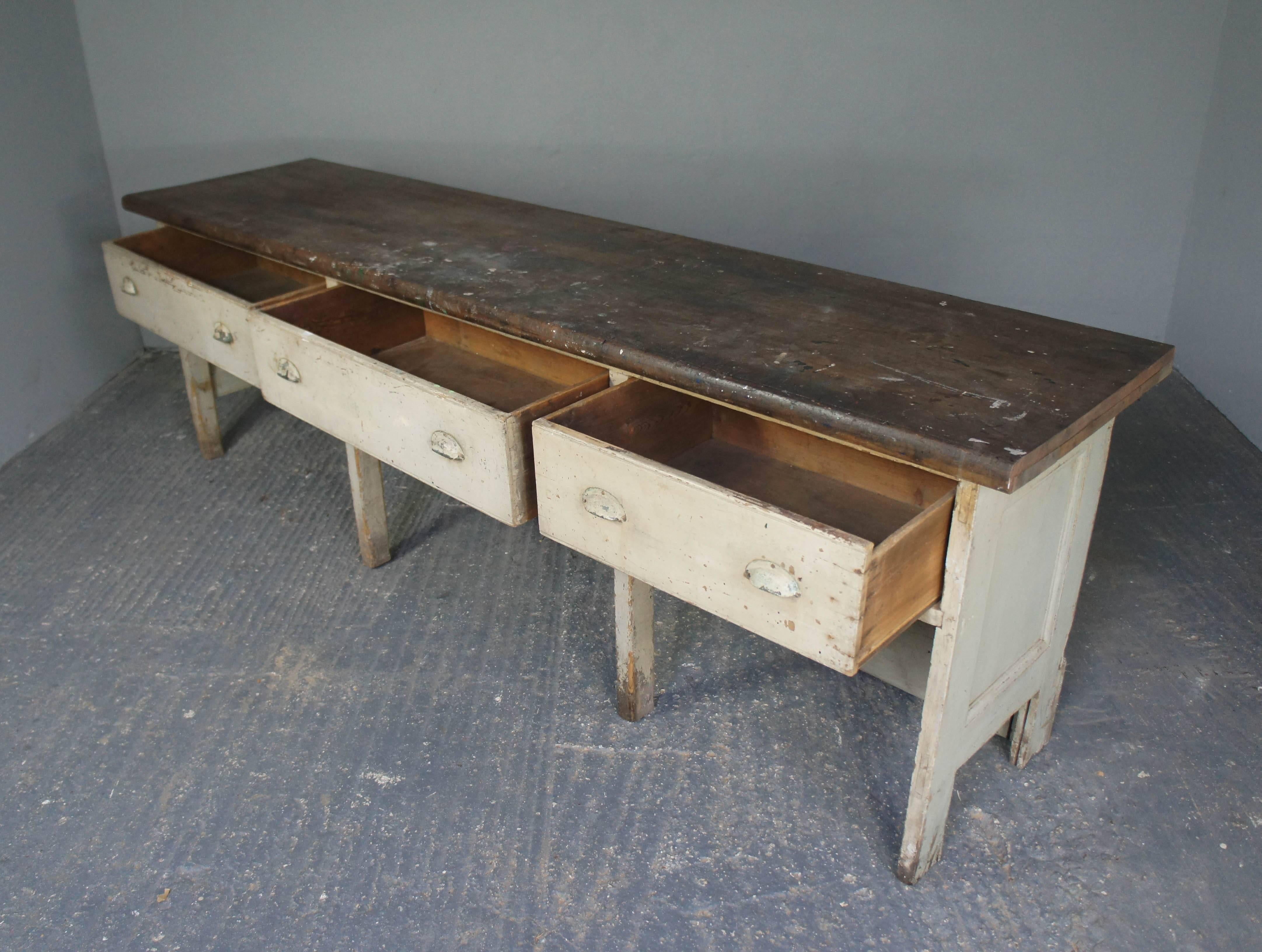 Victorian Pine Painted Shop Counter Sideboard Dresser Base 2