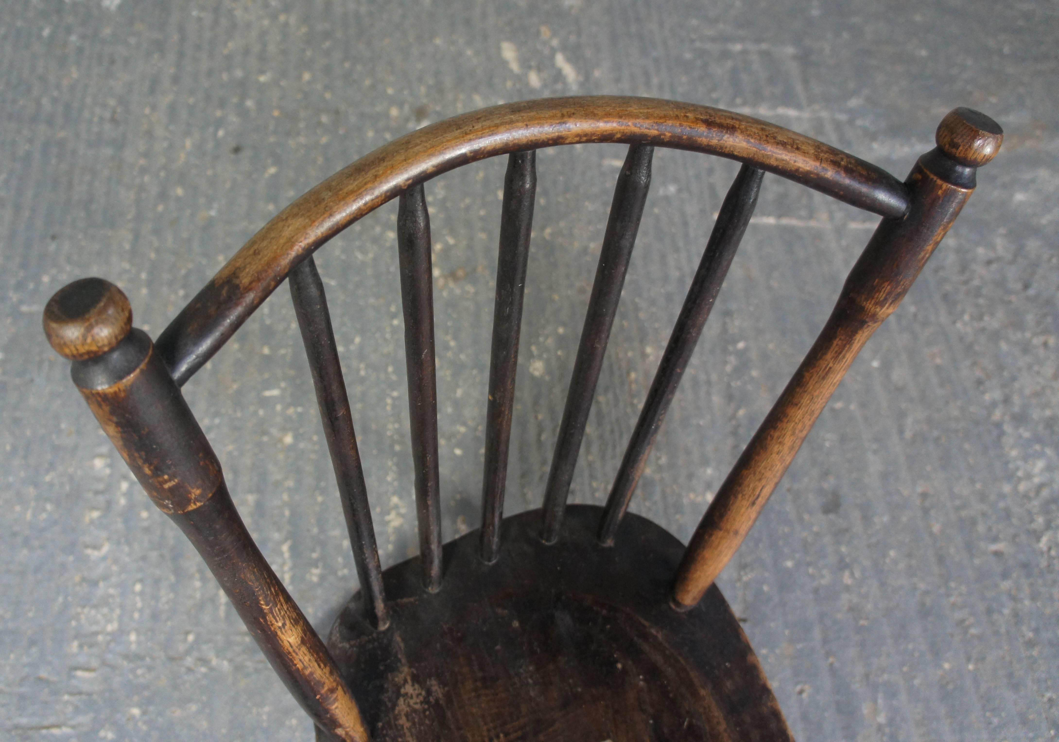 19th Century Early Irish Ash and Elm Stickback Dining Kitchen Chair