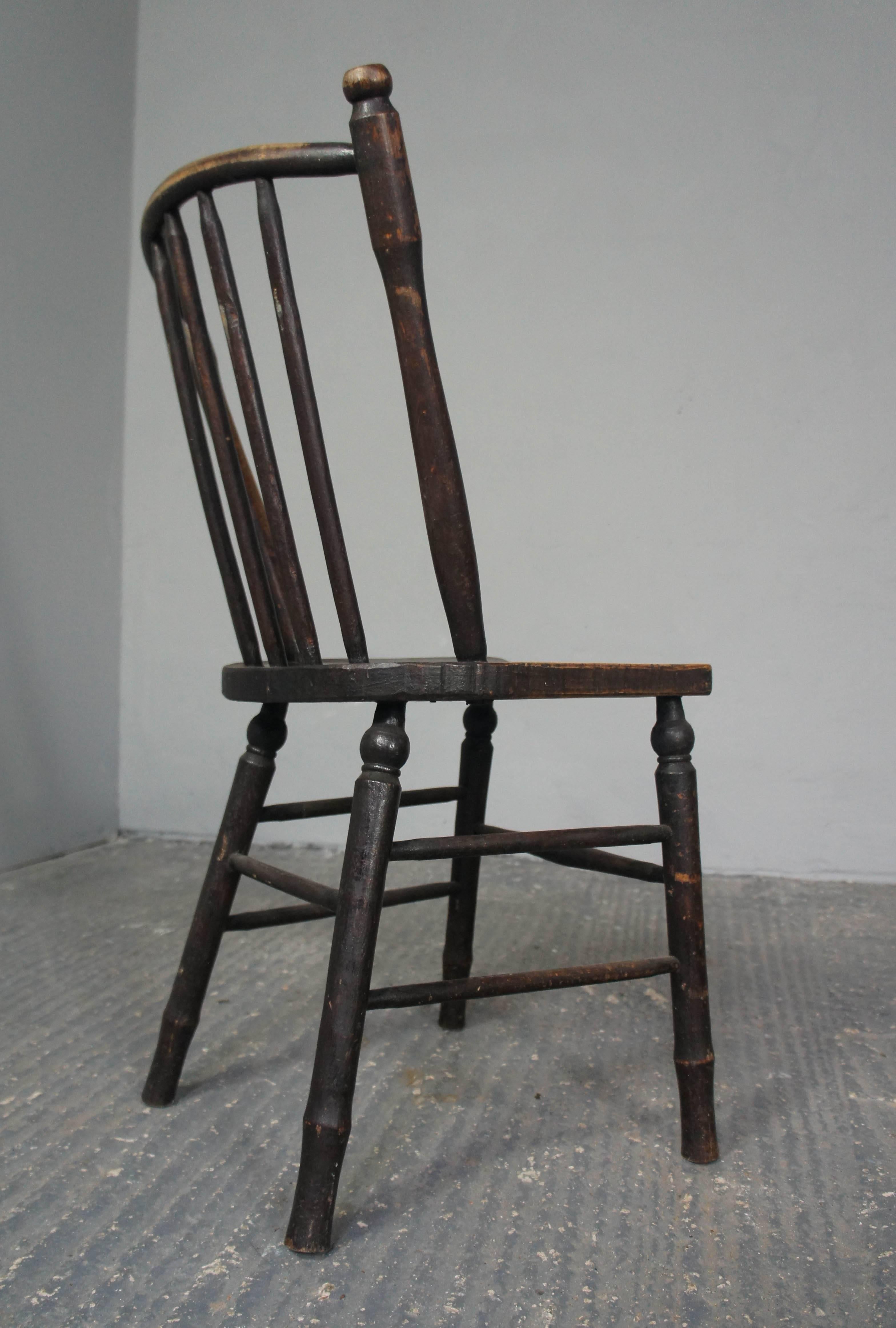 Early Irish Ash and Elm Stickback Dining Kitchen Chair 1