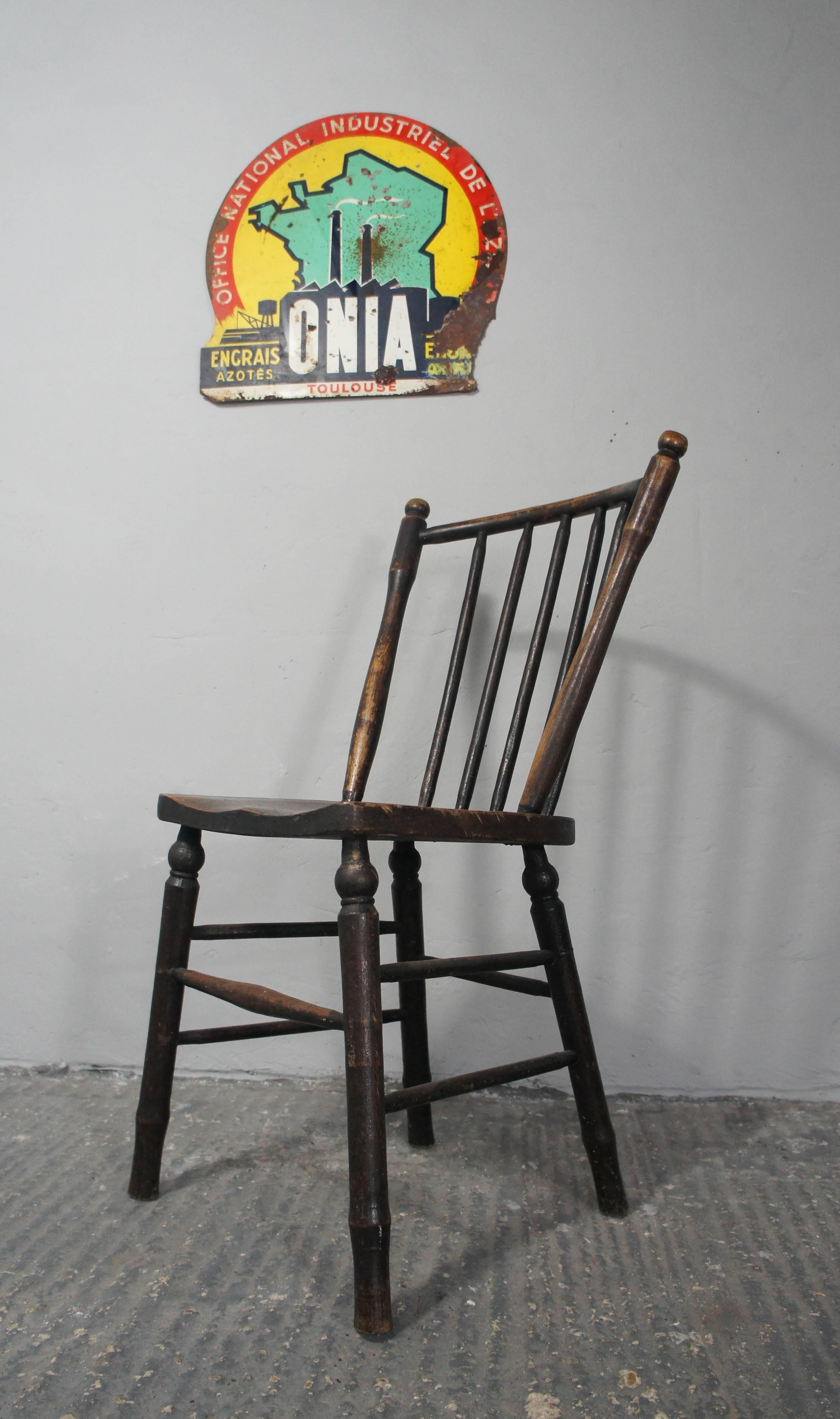 Early Irish Ash and Elm Stickback Dining Kitchen Chair 3