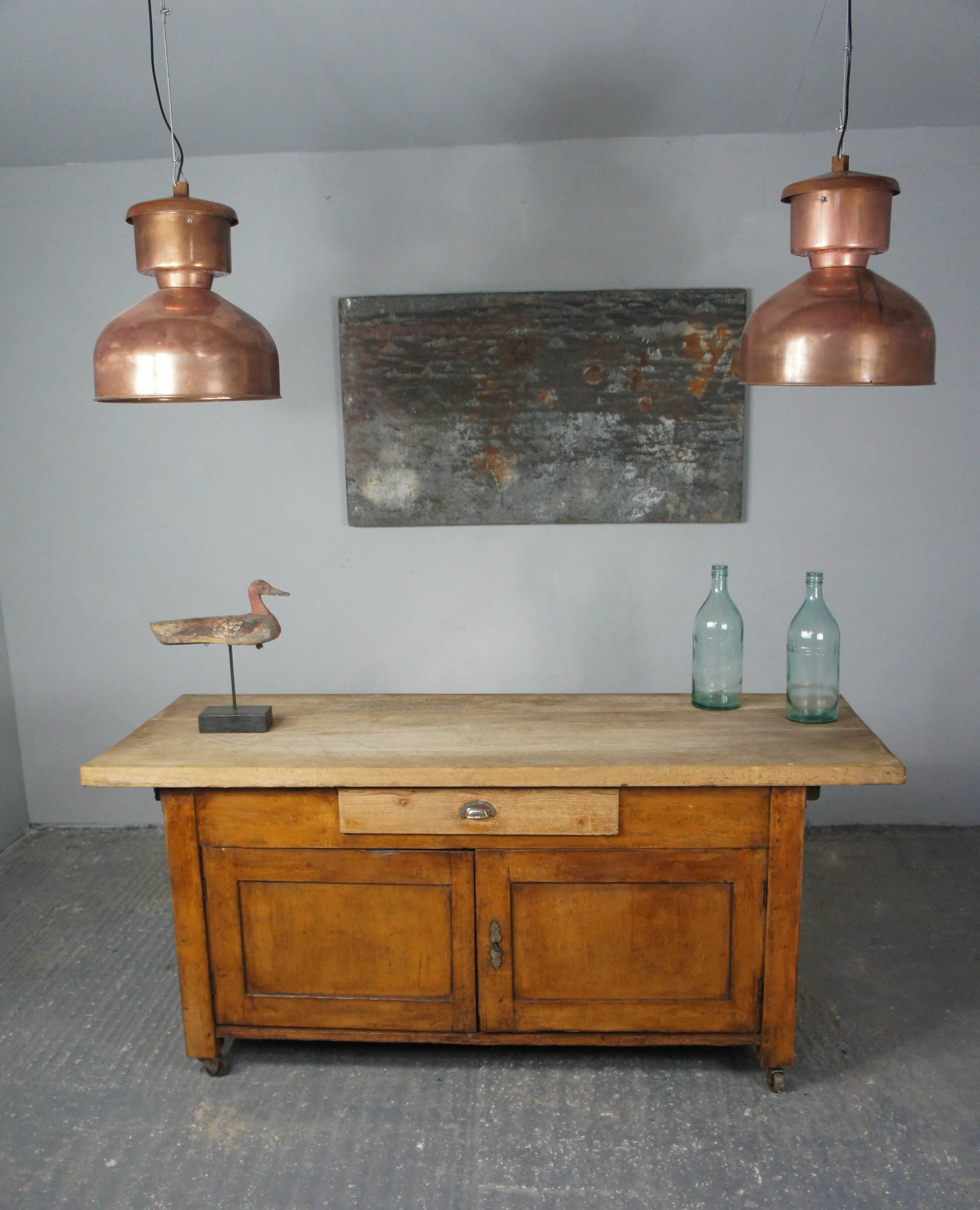 French 20th Century Pine and Beech Baker's Table Freestanding Kitchen Island