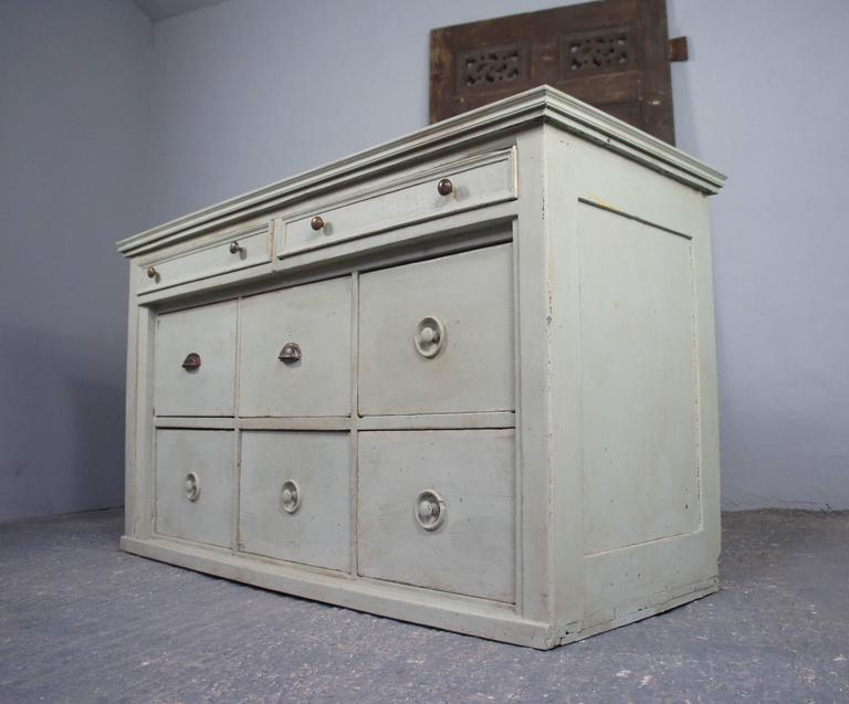 French Antique Painted Pine Chest of Drawers/Bank of Drawers Zinc Top