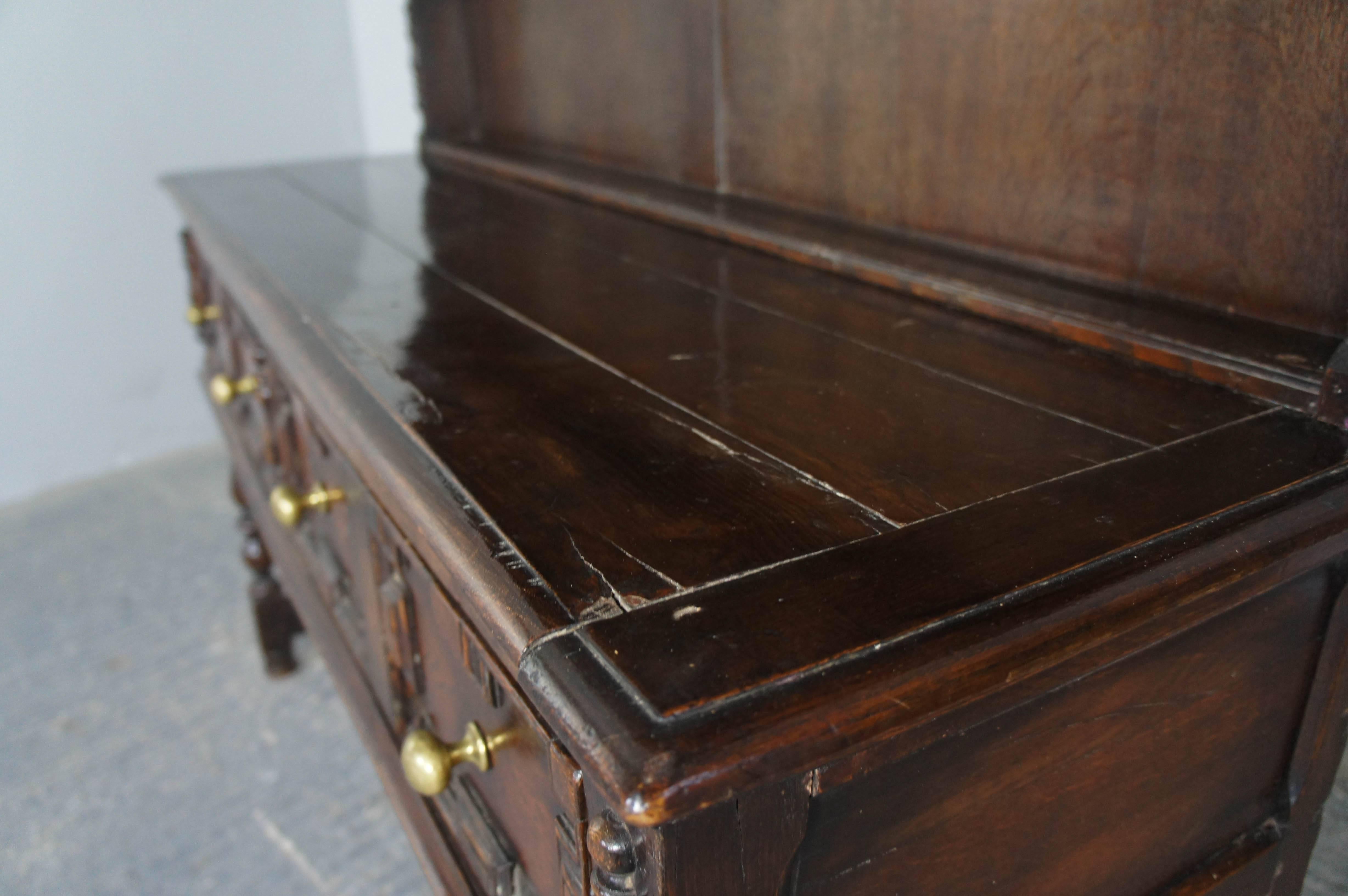19th Century English Oak Carolean Style Dresser For Sale 4