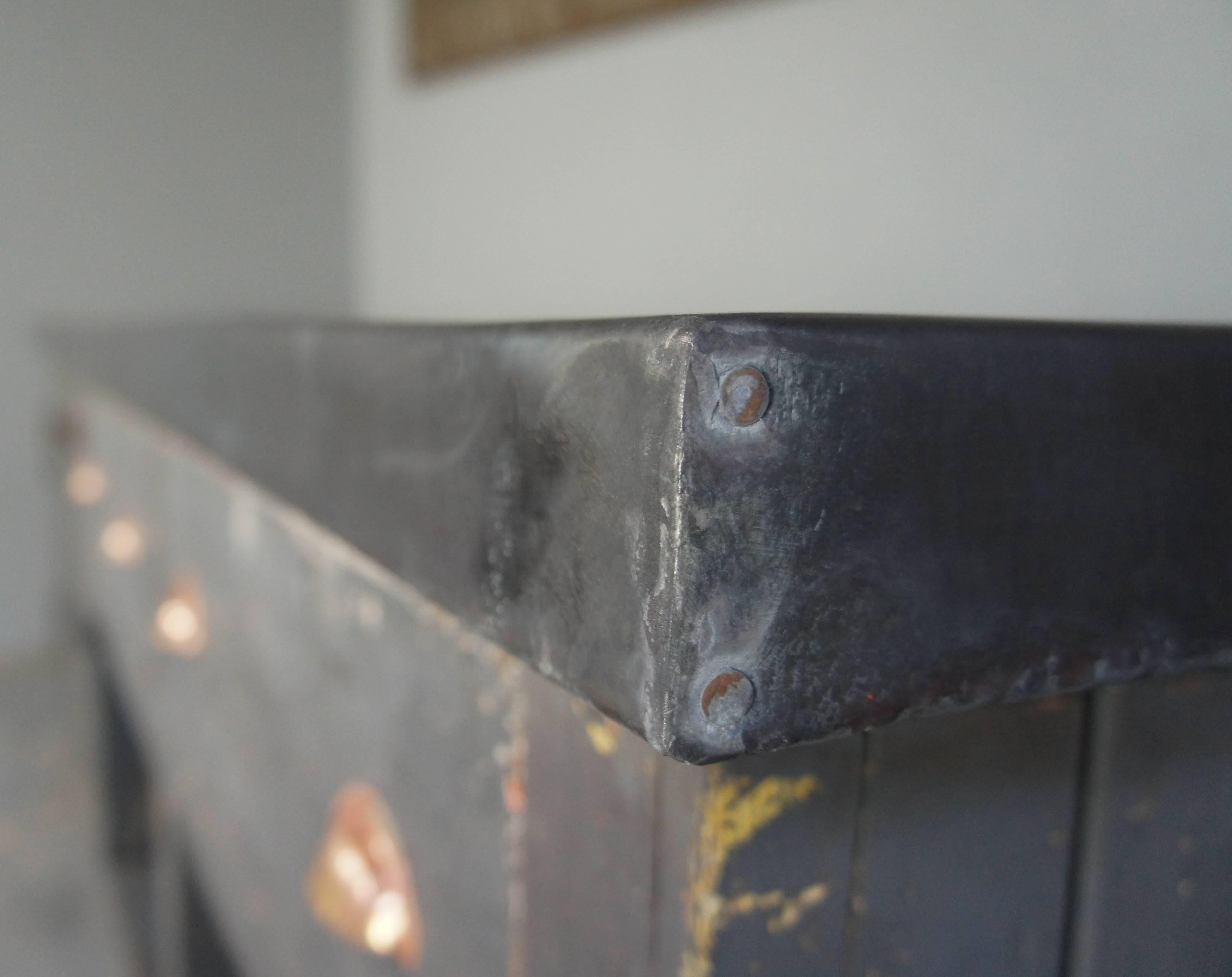 English Vintage Industrial Zinc Top Kitchen Table Sideboard