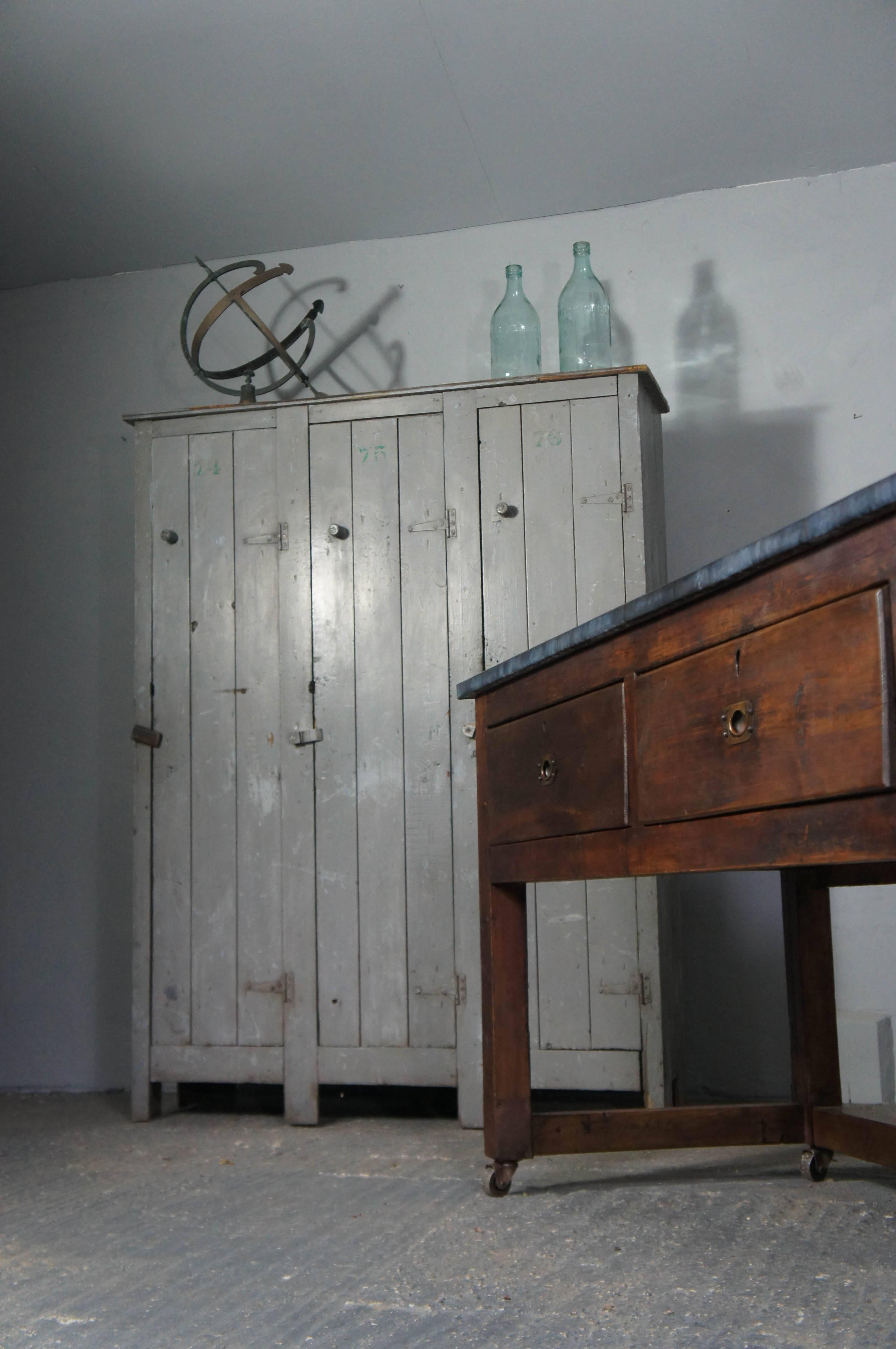 20th Century Vintage Industrial Grey Lockers 1