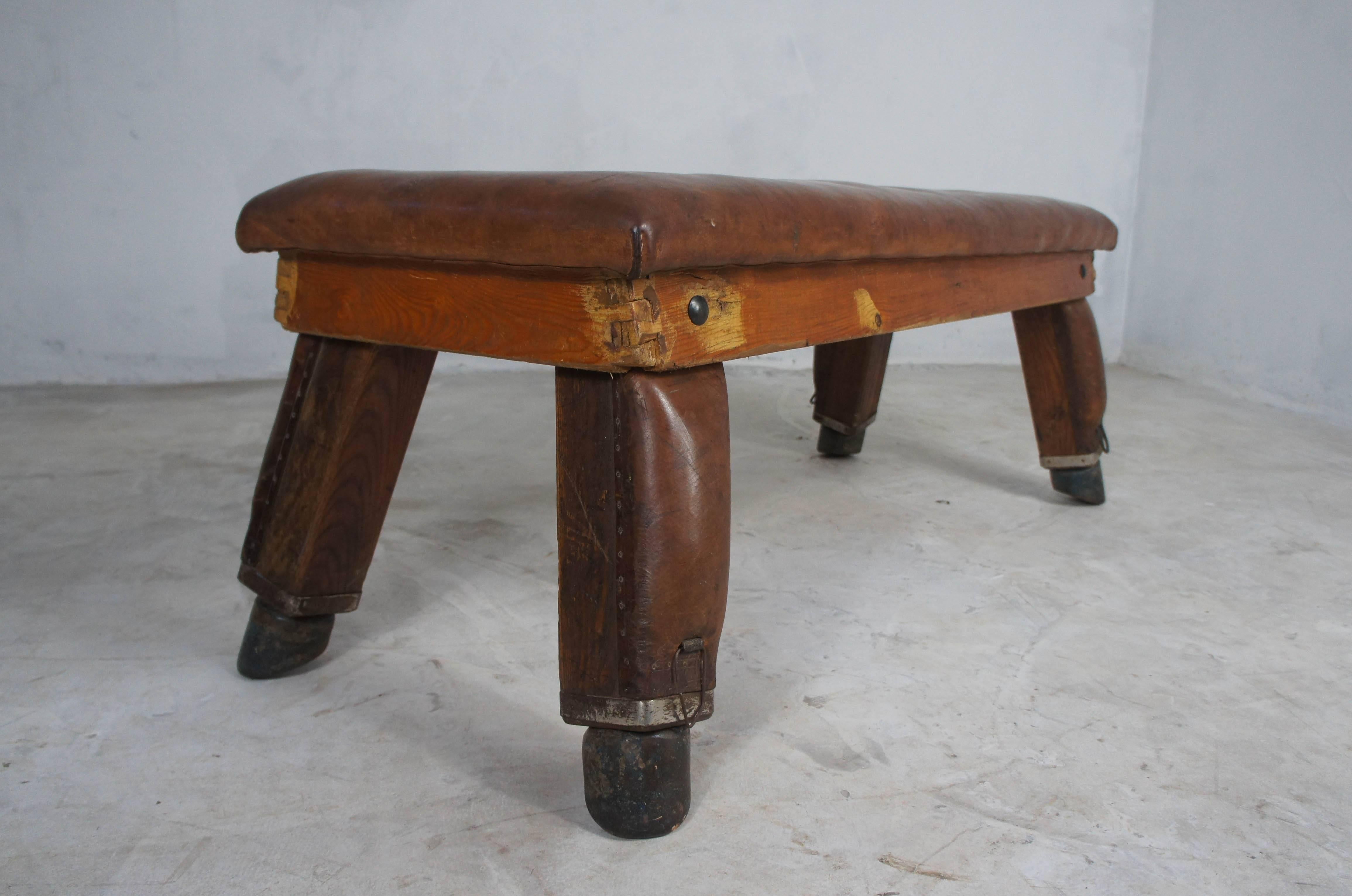 20th Century Midcentury Vintage Leather Gym Bench from Germany
