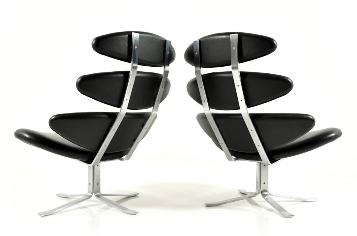 Metal Pair of Corona Chairs by Poul M. Volther