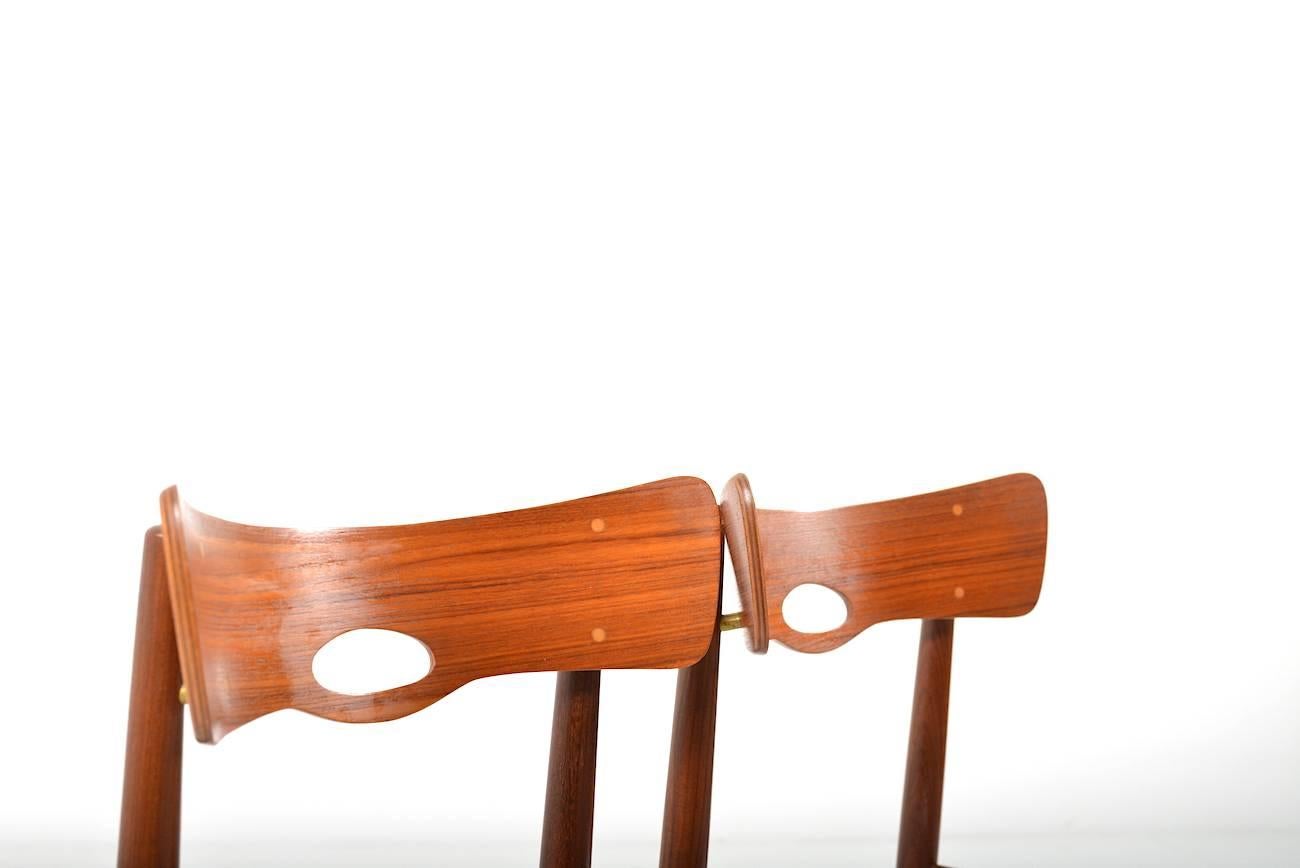 Pair of Danish Rare Bramin Chairs in Teak, New Upholstery In Good Condition For Sale In Handewitt, DE
