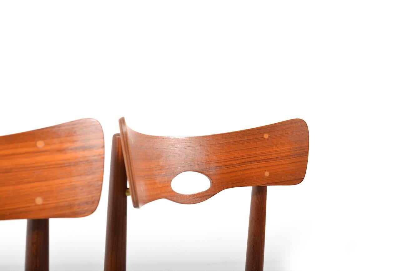 Pair of Danish Rare Bramin Chairs in Teak, New Upholstery For Sale 1