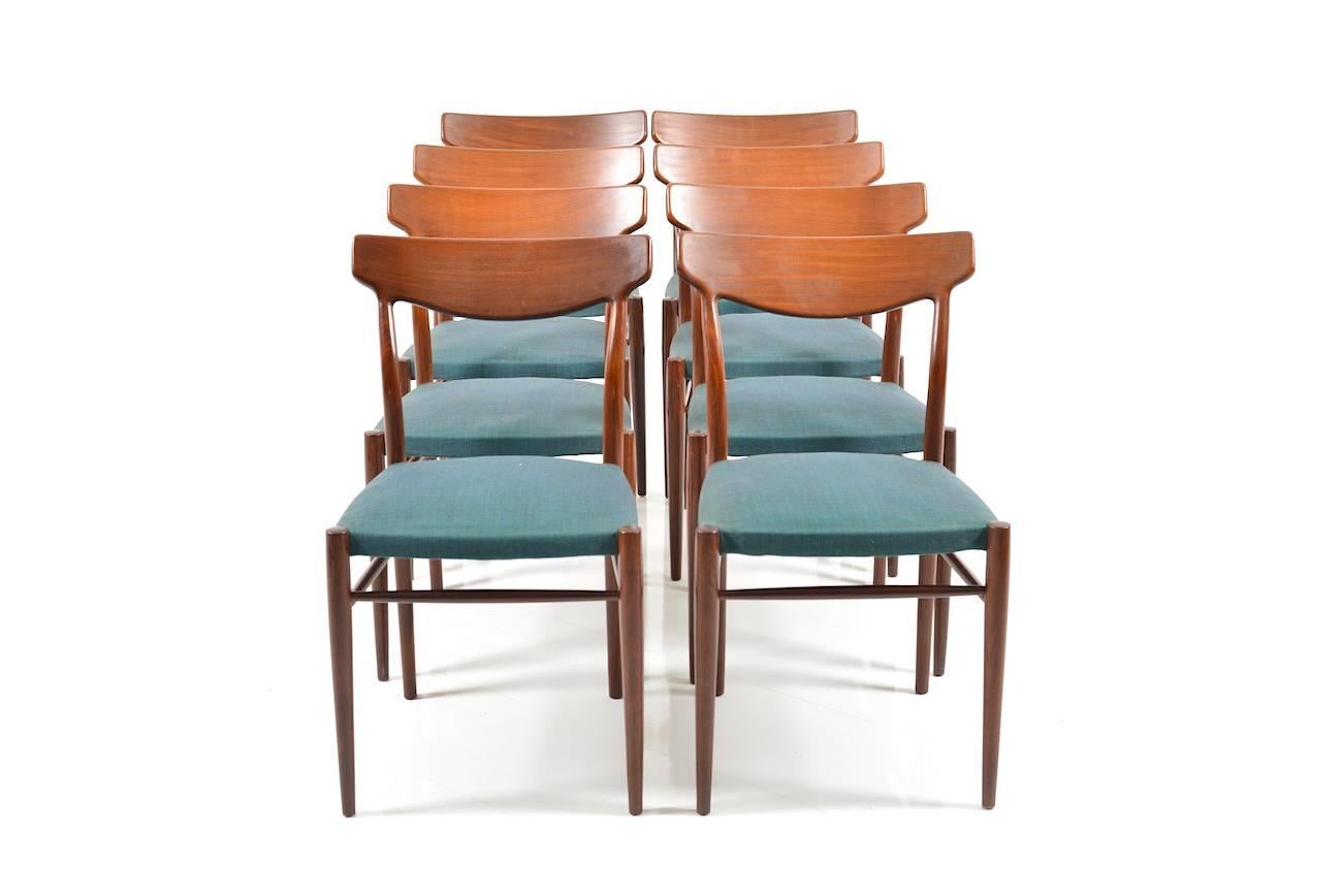 German Set of Ten Mid-Century Teak Dining Chairs by Luebke For Sale