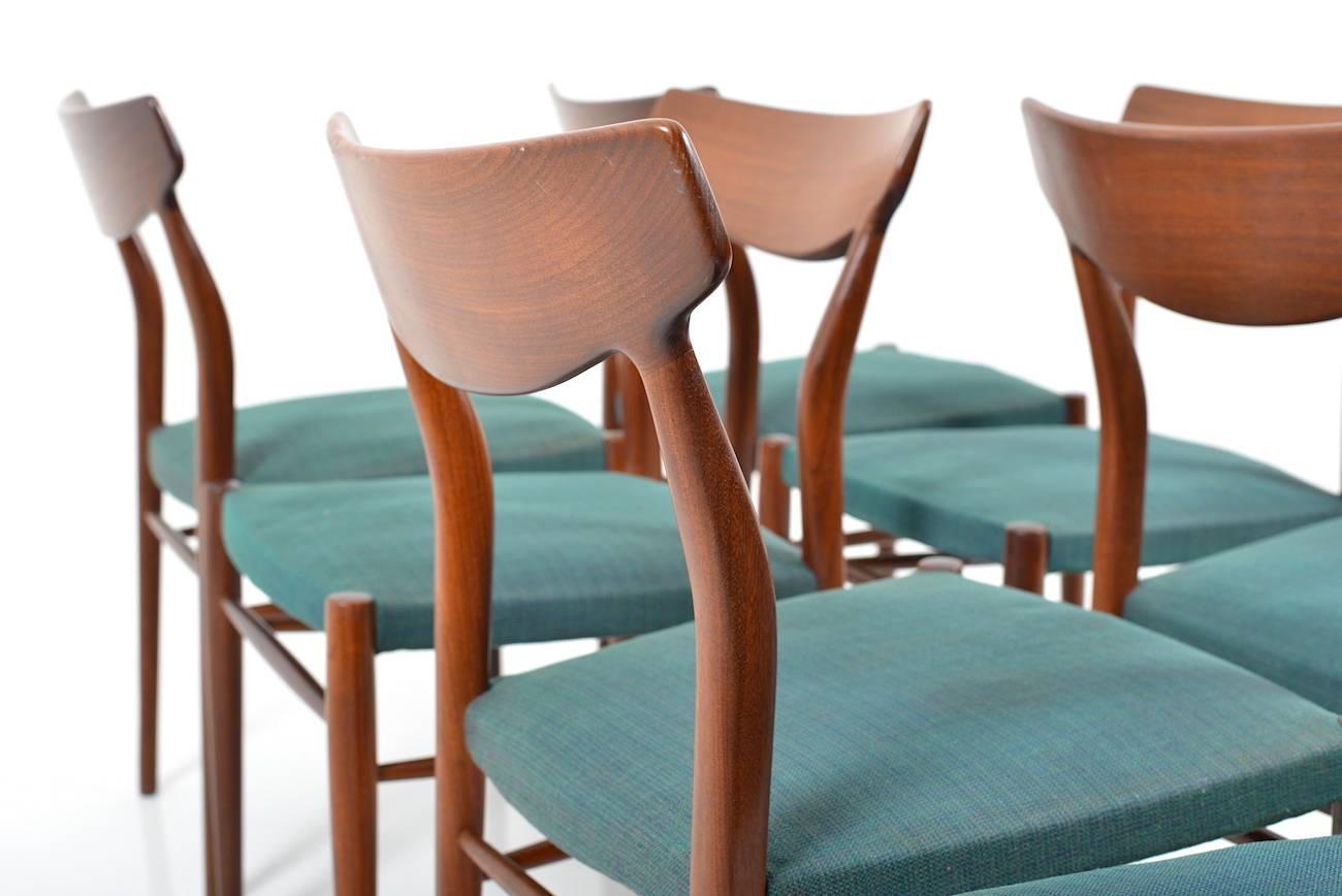 Mid-20th Century Set of Ten Mid-Century Teak Dining Chairs by Luebke For Sale