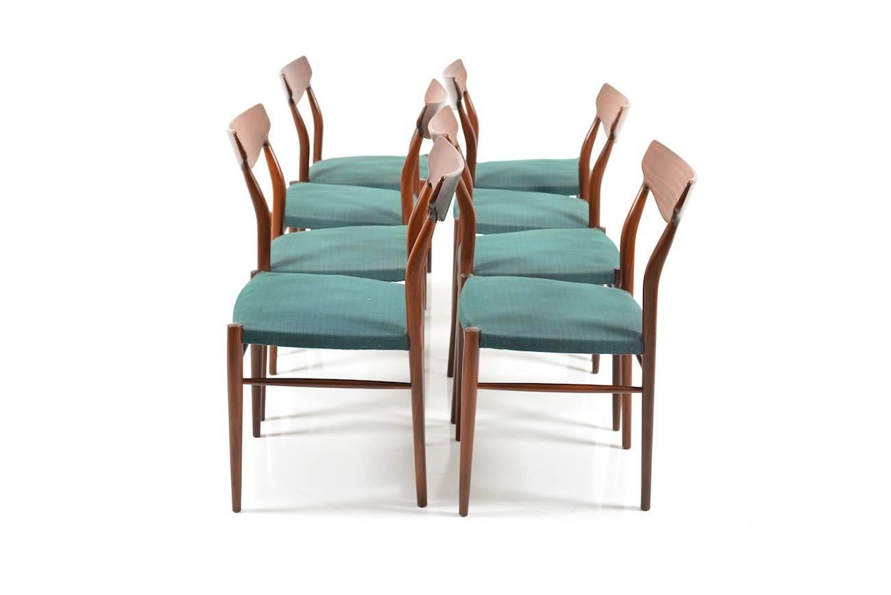 Set of Ten Mid-Century Teak Dining Chairs by Luebke For Sale 1