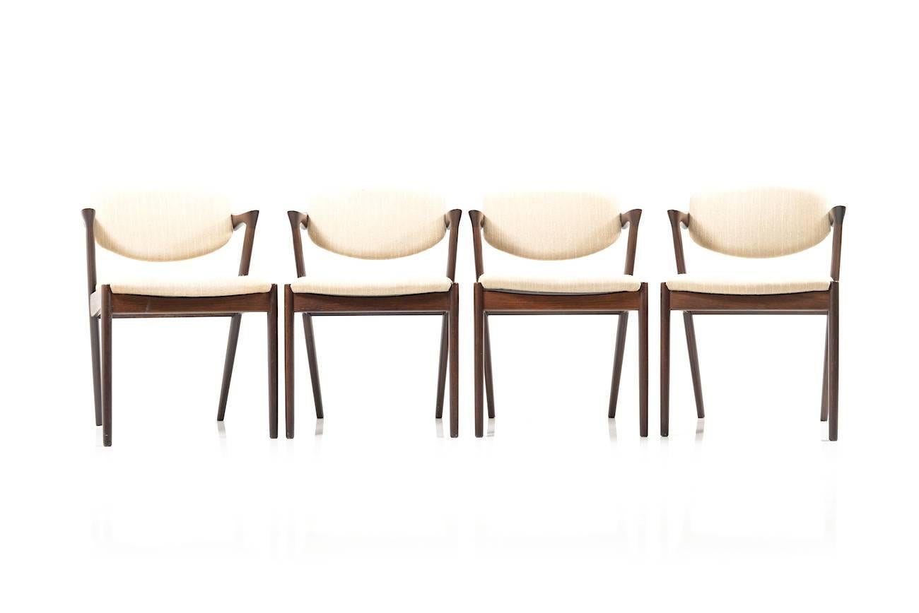 Set of Four of Mid-Century Oak Kai Kristiansen Dining Chairs Model #42 In Good Condition In Handewitt, DE