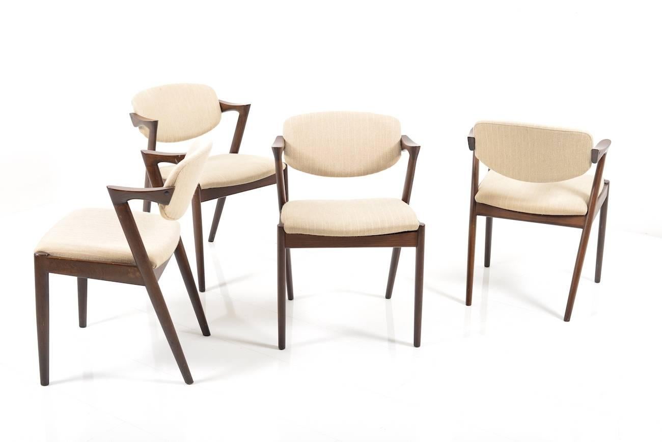 Mid-20th Century Set of Four of Mid-Century Oak Kai Kristiansen Dining Chairs Model #42