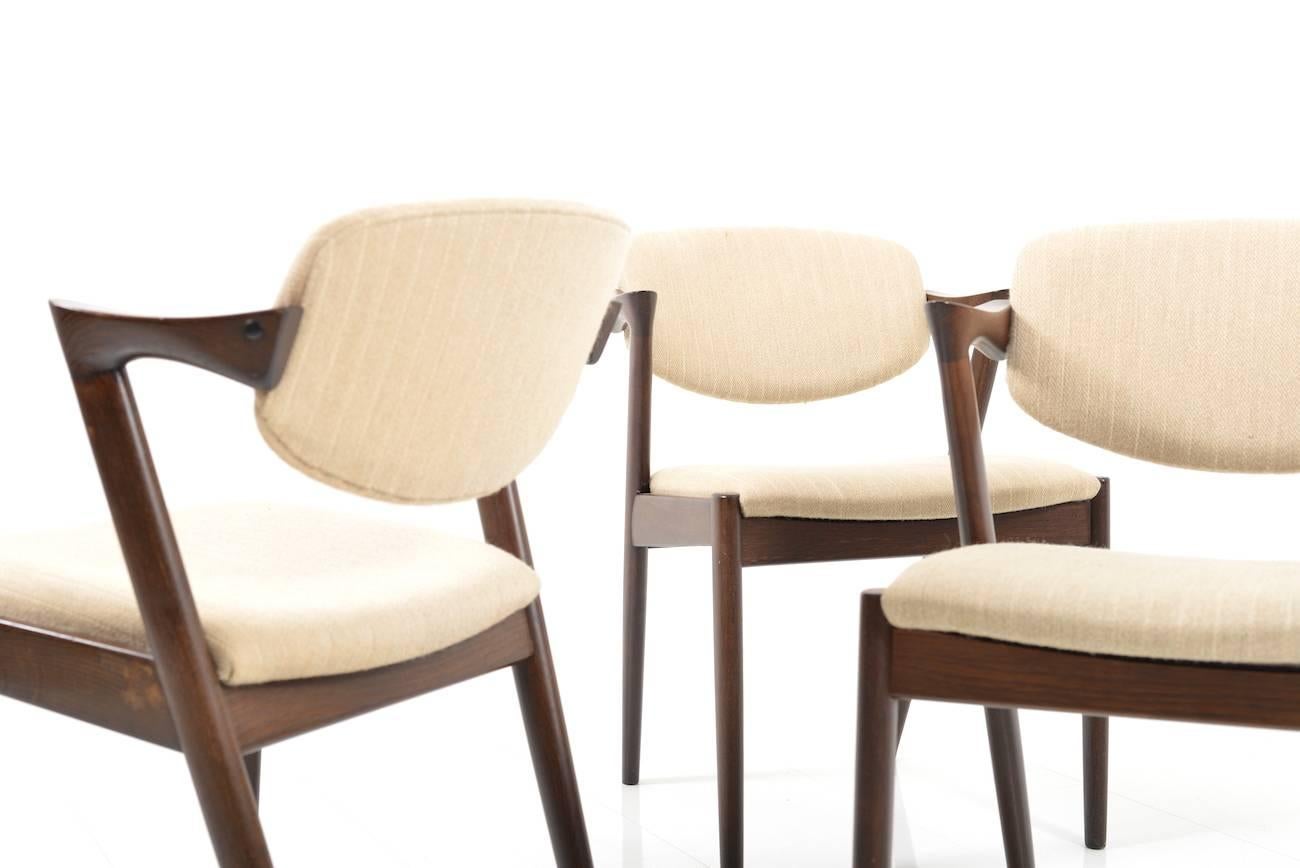 Set of Four of Mid-Century Oak Kai Kristiansen Dining Chairs Model #42 2