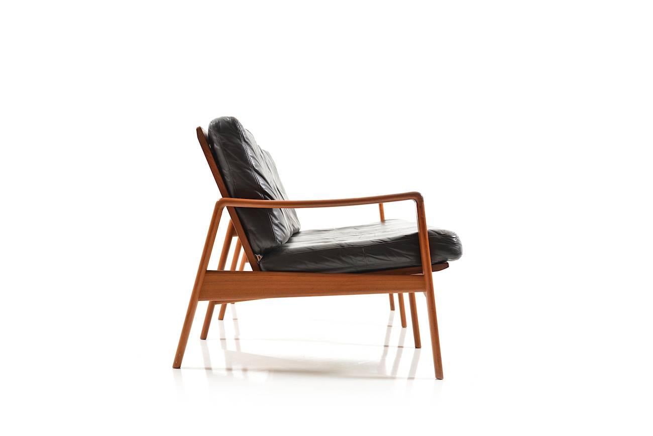 Scandinavian Modern Mid Century Danish Teak Three-Seat Sofa by Arne Wahl Iversen for Komfort For Sale