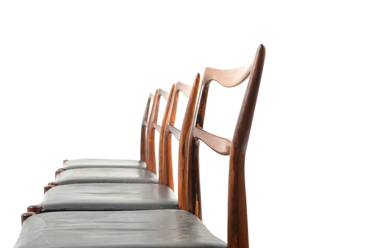 Set of Four Danish Rosewood Dinner Chairs, Fine Danish Quality 2