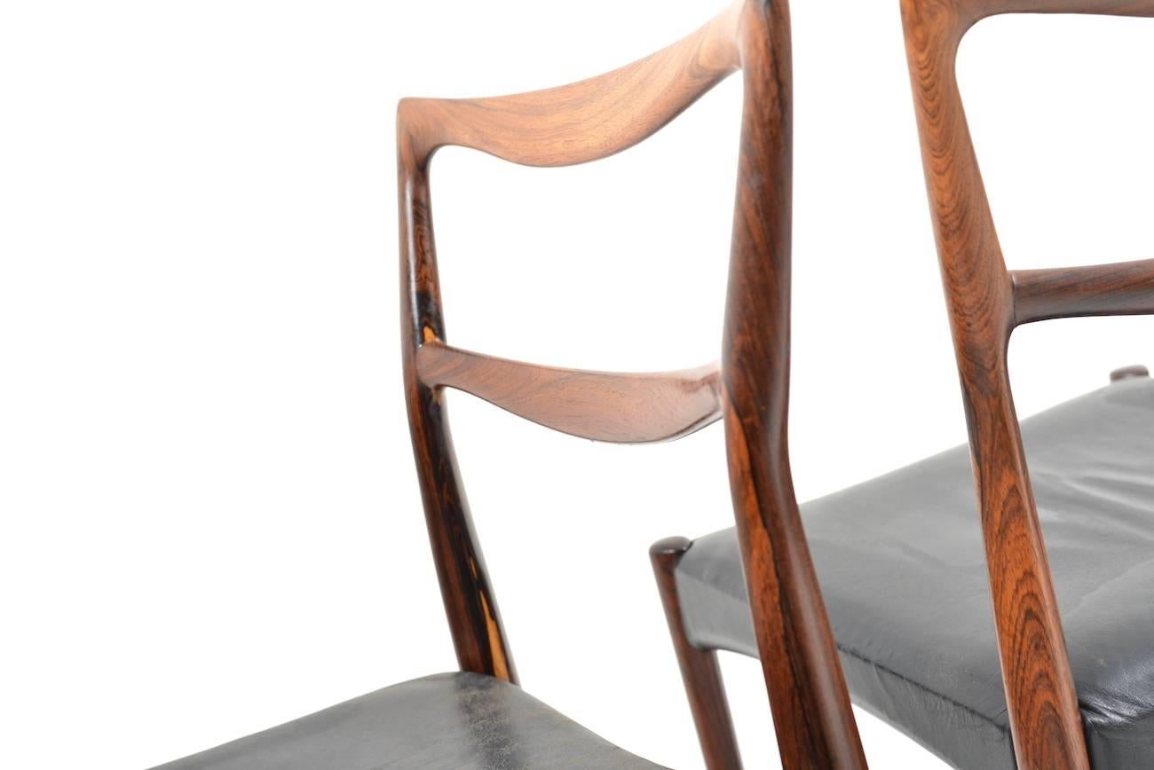 Set of Four Danish Rosewood Dinner Chairs, Fine Danish Quality 4