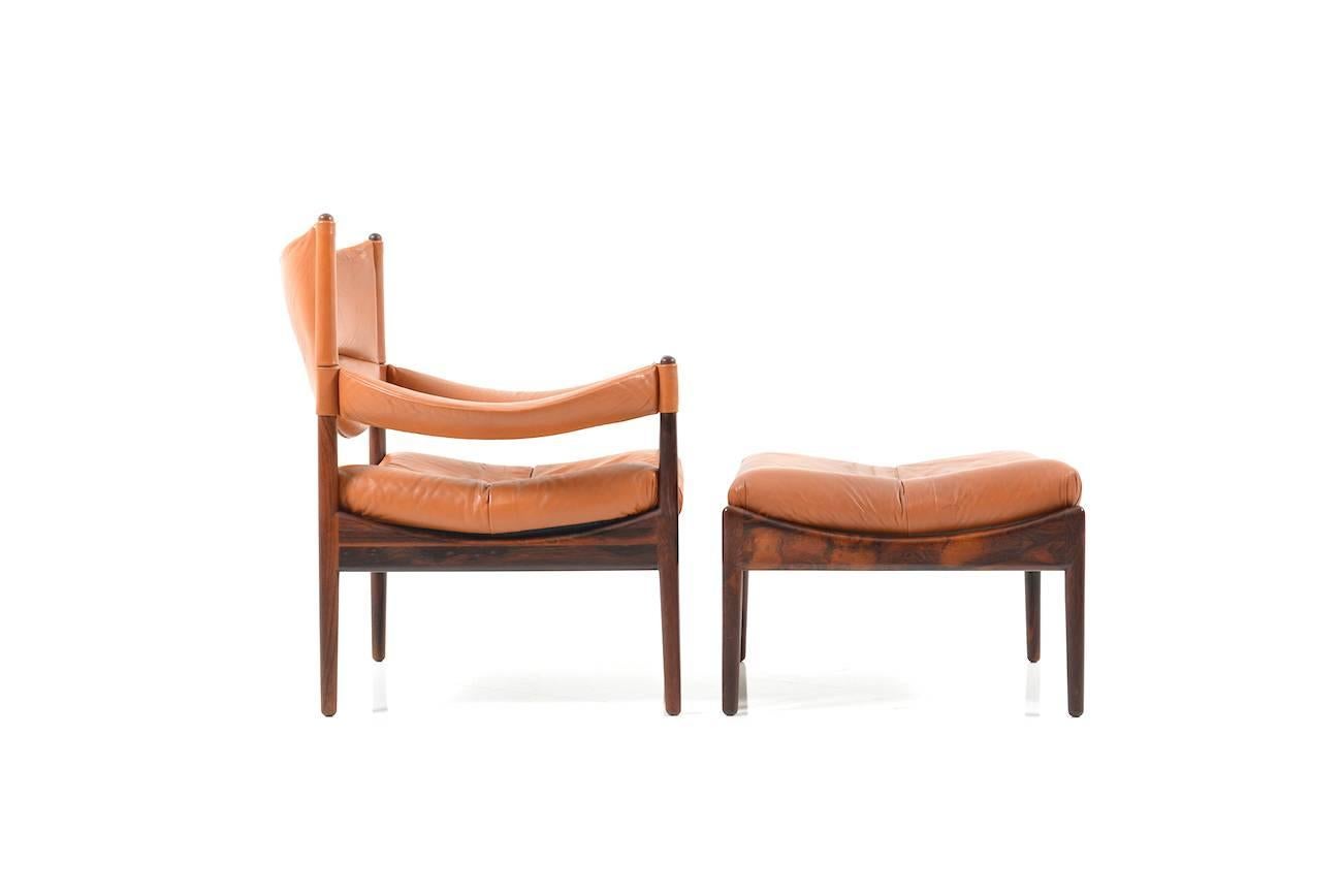 Danish Two Seats Sofa and Lounge Chair with Ottoman in Rosewood by Kristian Vedel