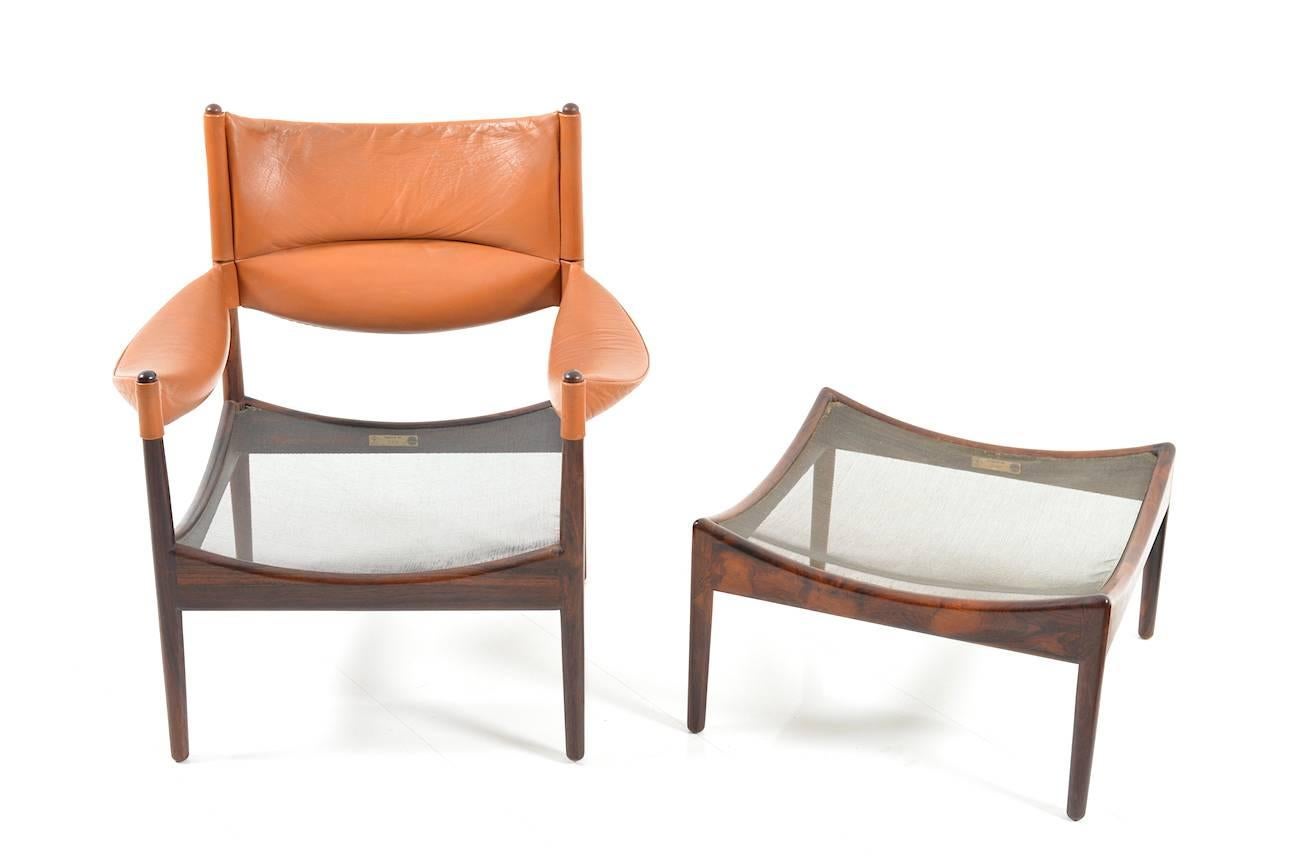 Two Seats Sofa and Lounge Chair with Ottoman in Rosewood by Kristian Vedel 1