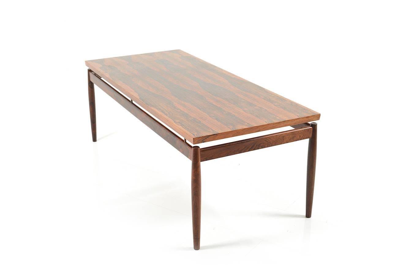 Brass Rectangular Rosewood Sofa Table by Grete Jalk For Sale