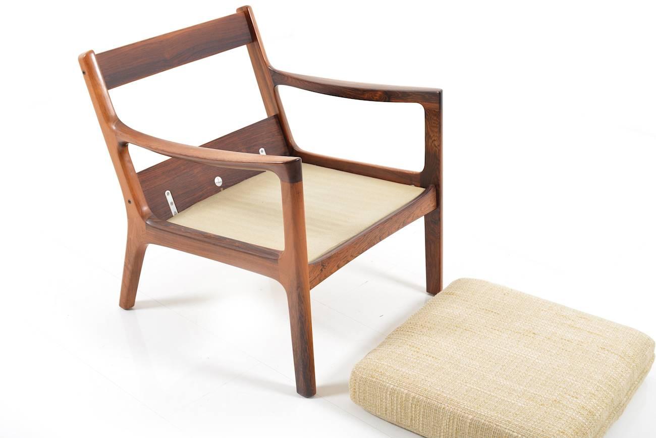 Fabric Rare Senator Easy Chair in Rosewood by Ole Wanscher