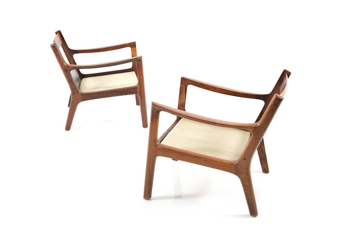 Pair of Rare Senator Easy Chairs in Rosewood by Ole Wanscher 2