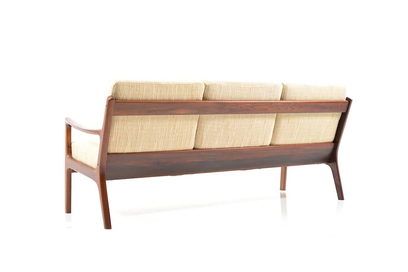 Fabric Rare Senator Three-Seat Sofa in Rosewood by Ole Wanscher