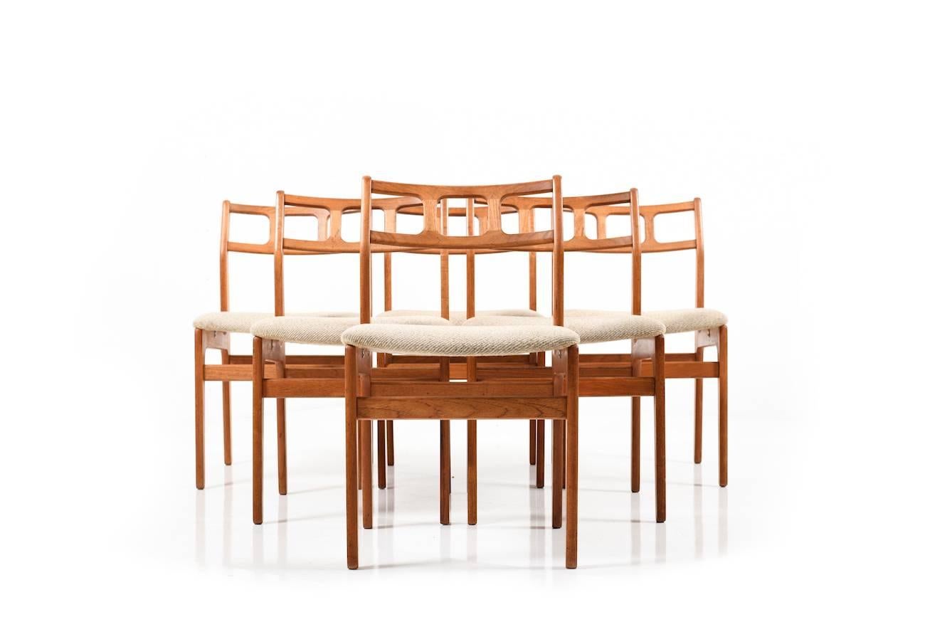 Set of Six Danish Teak Dinner Chairs In Good Condition In Handewitt, DE