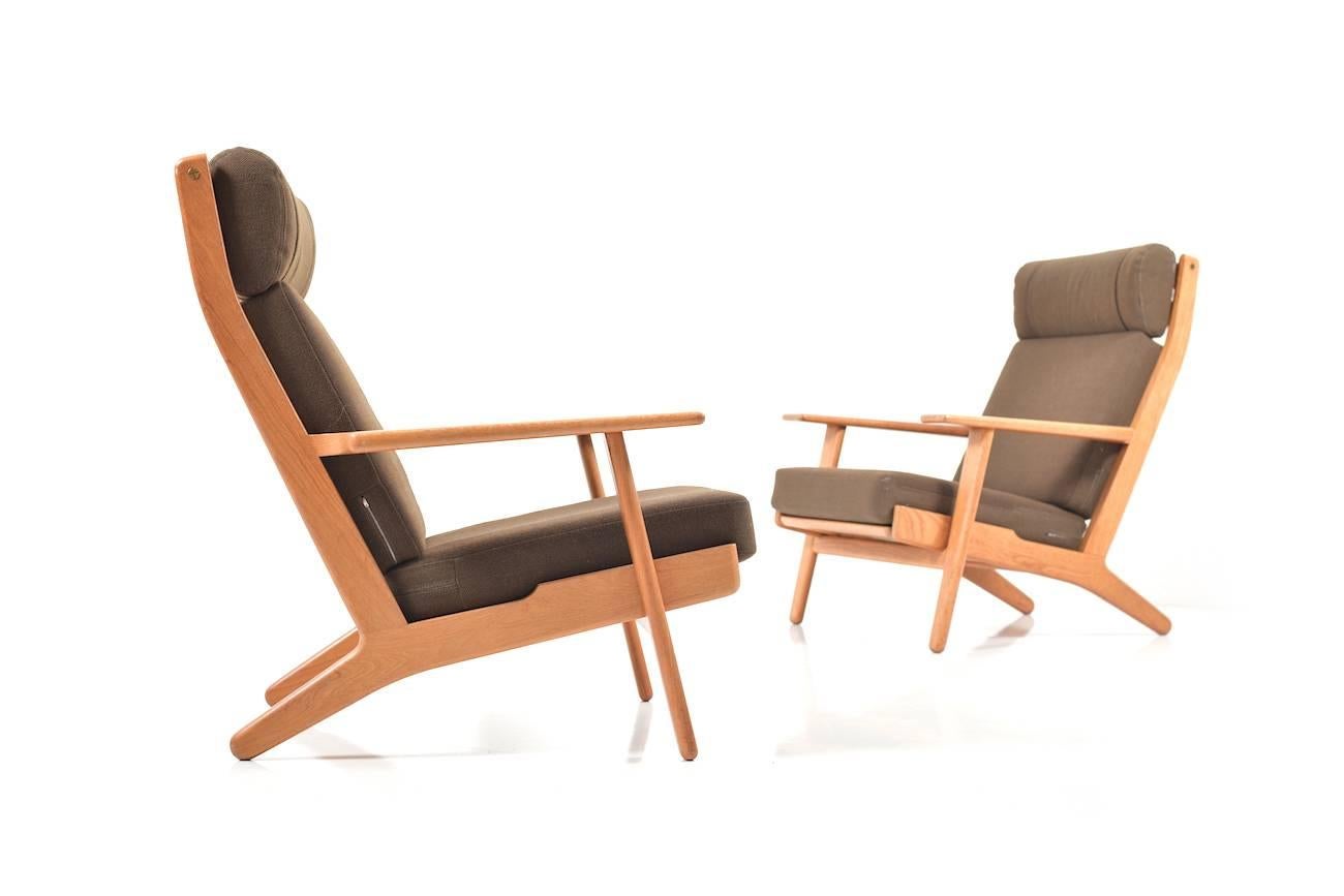 Scandinavian Modern GE-290 / Pair of Highback Lounge Chairs in Teak by Hans J. Wegner For Sale