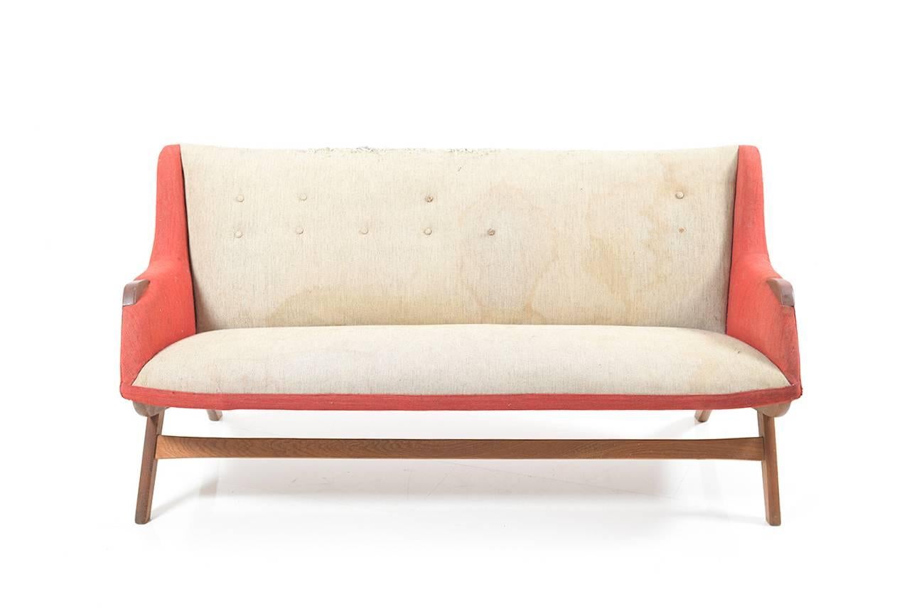 Early and Rare Danish 2.5-Seat Sofa, 1950s For Sale 1