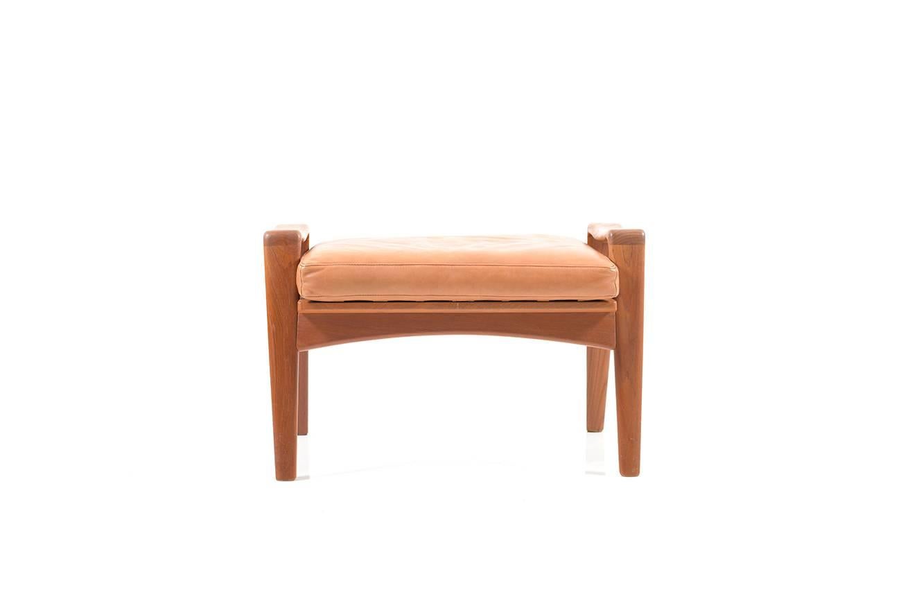 Scandinavian Modern Midcentury Danish Teak Footstool by Arne Wahl Iversen for Komfort For Sale