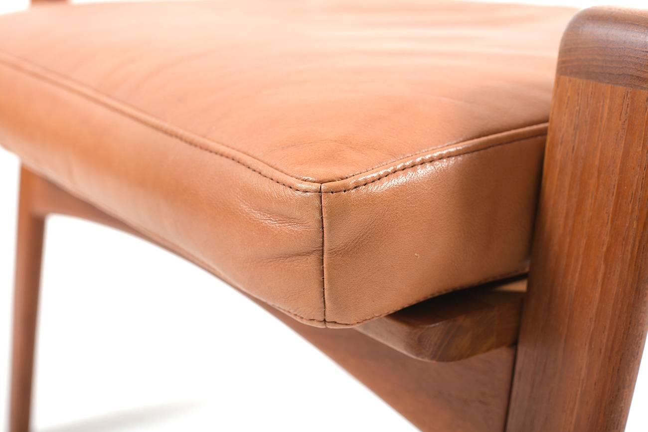 Leather Midcentury Danish Teak Footstool by Arne Wahl Iversen for Komfort For Sale