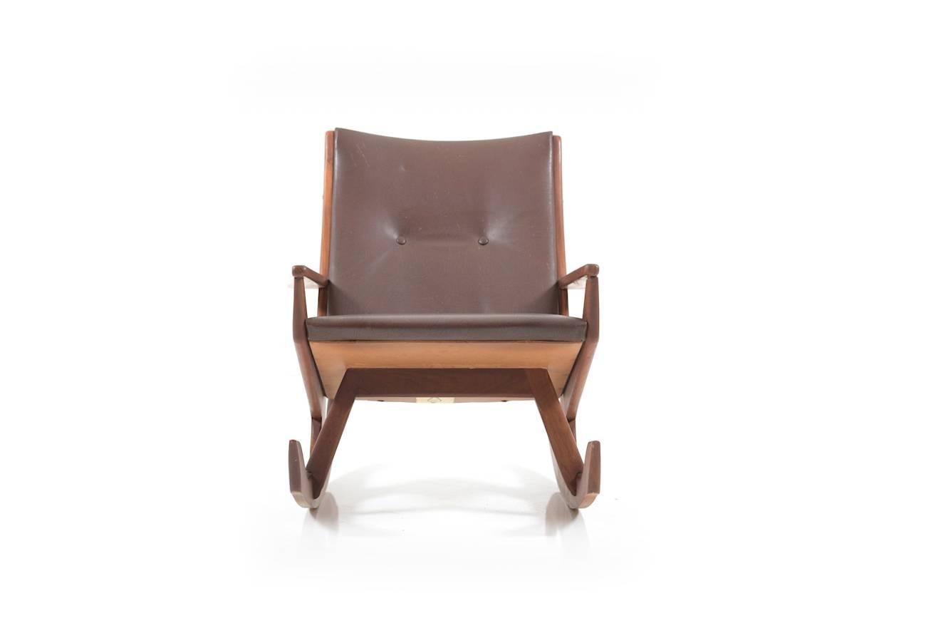 Scandinavian Modern Rare Georg Jensen Rocking Chair in Solid Teak For Sale