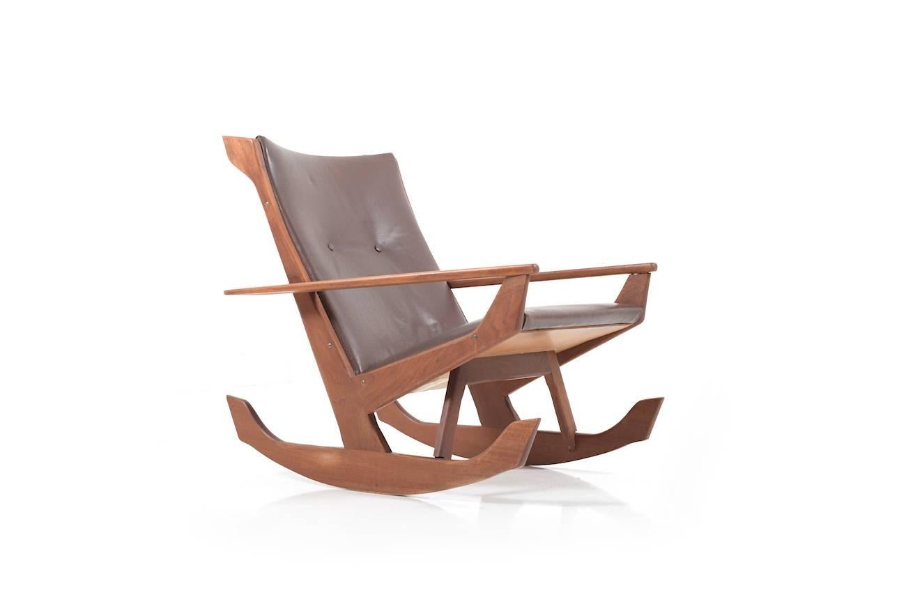 Danish Rare Georg Jensen Rocking Chair in Solid Teak For Sale