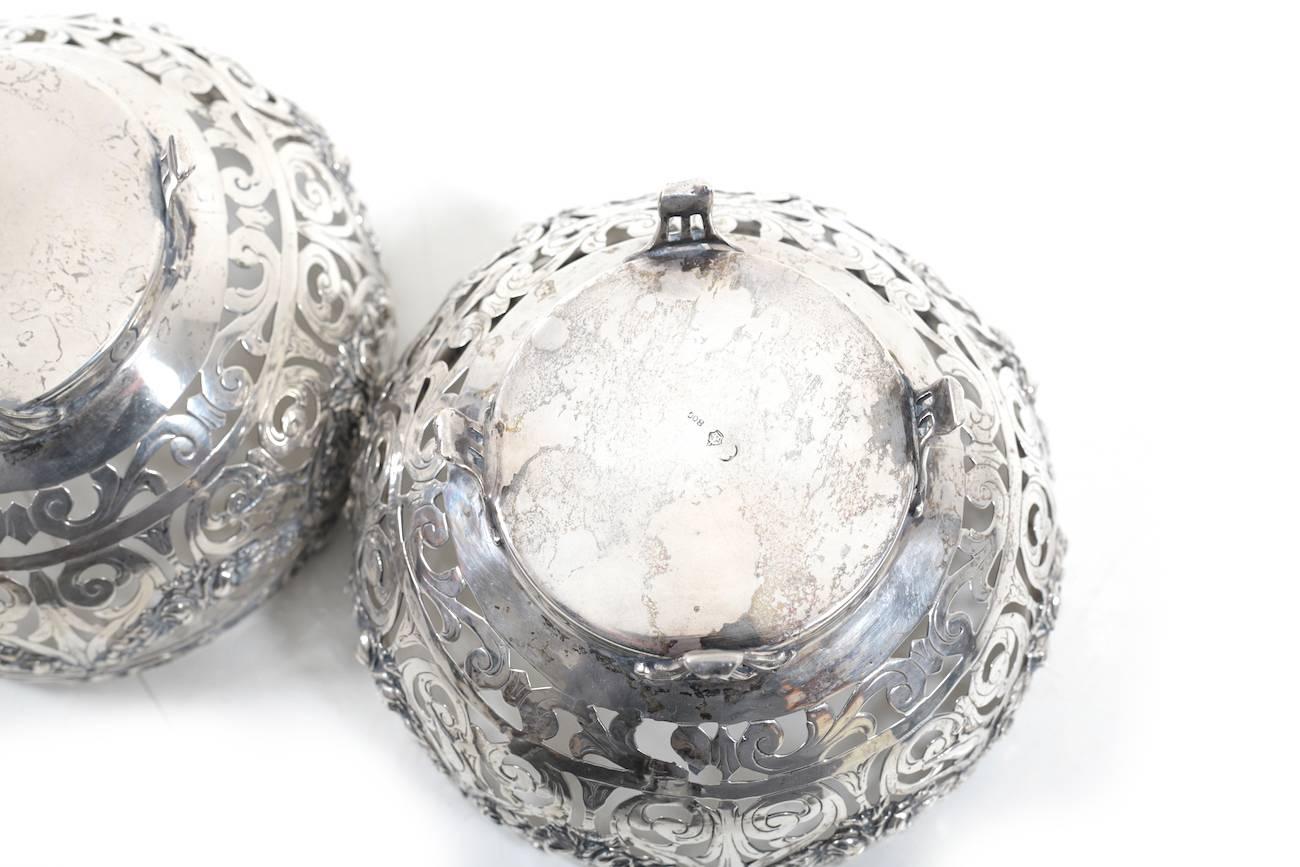 Pair of Decorative 19th Century German Silver Bowls 2