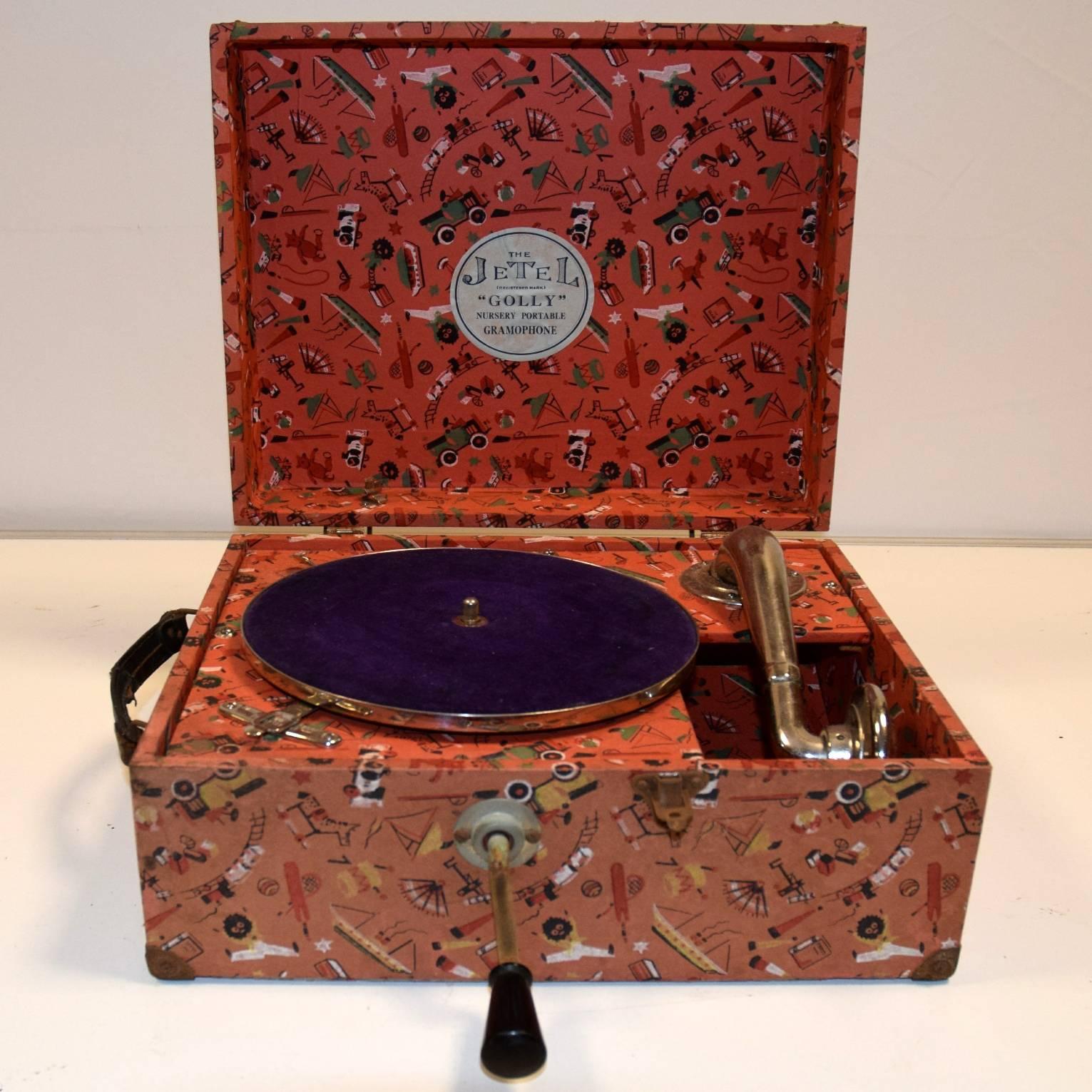 Other 1940s Jetel Golly Nursery Portable Gramophone For Sale