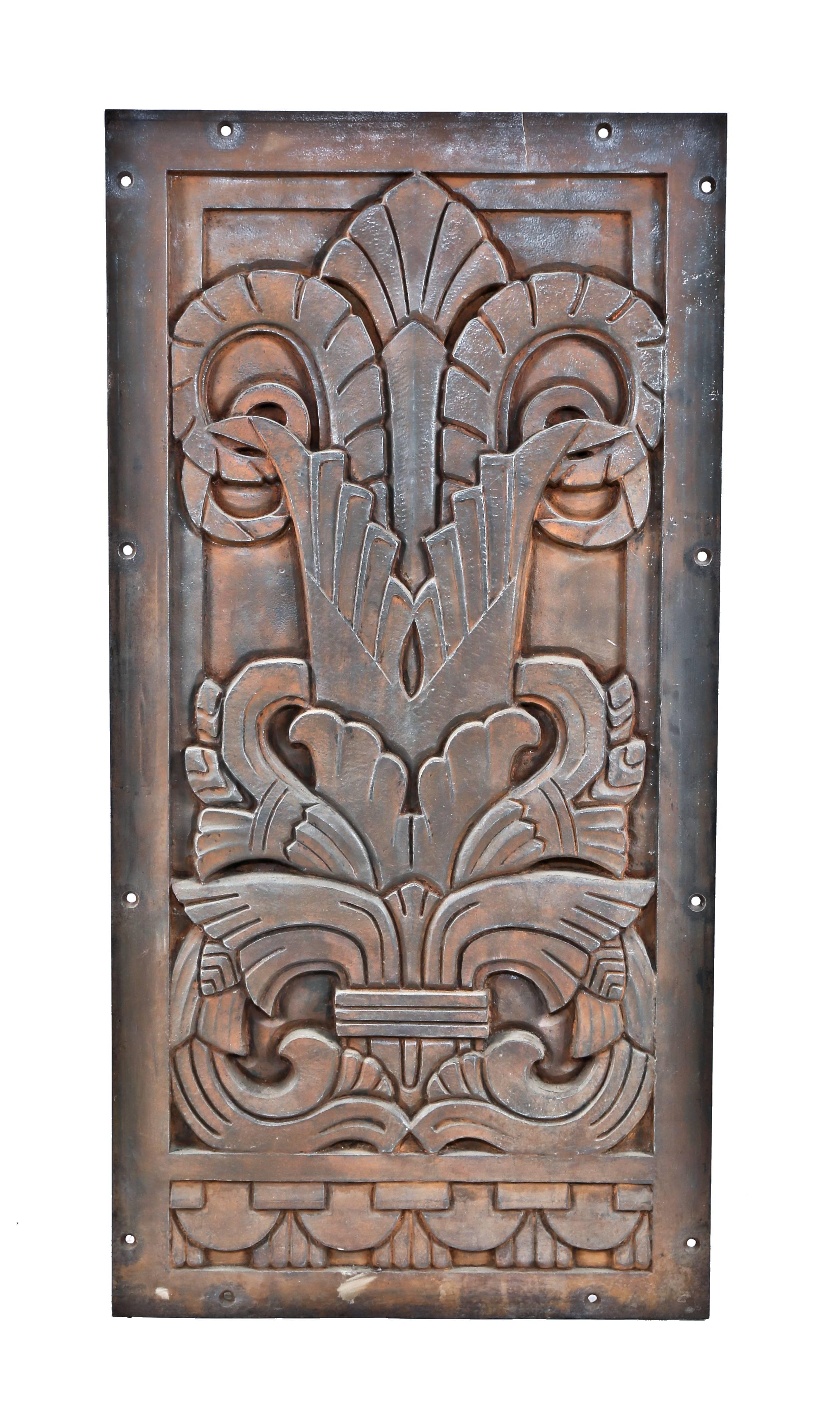1920s Art Deco Style Cast Iron Building Facade Panel