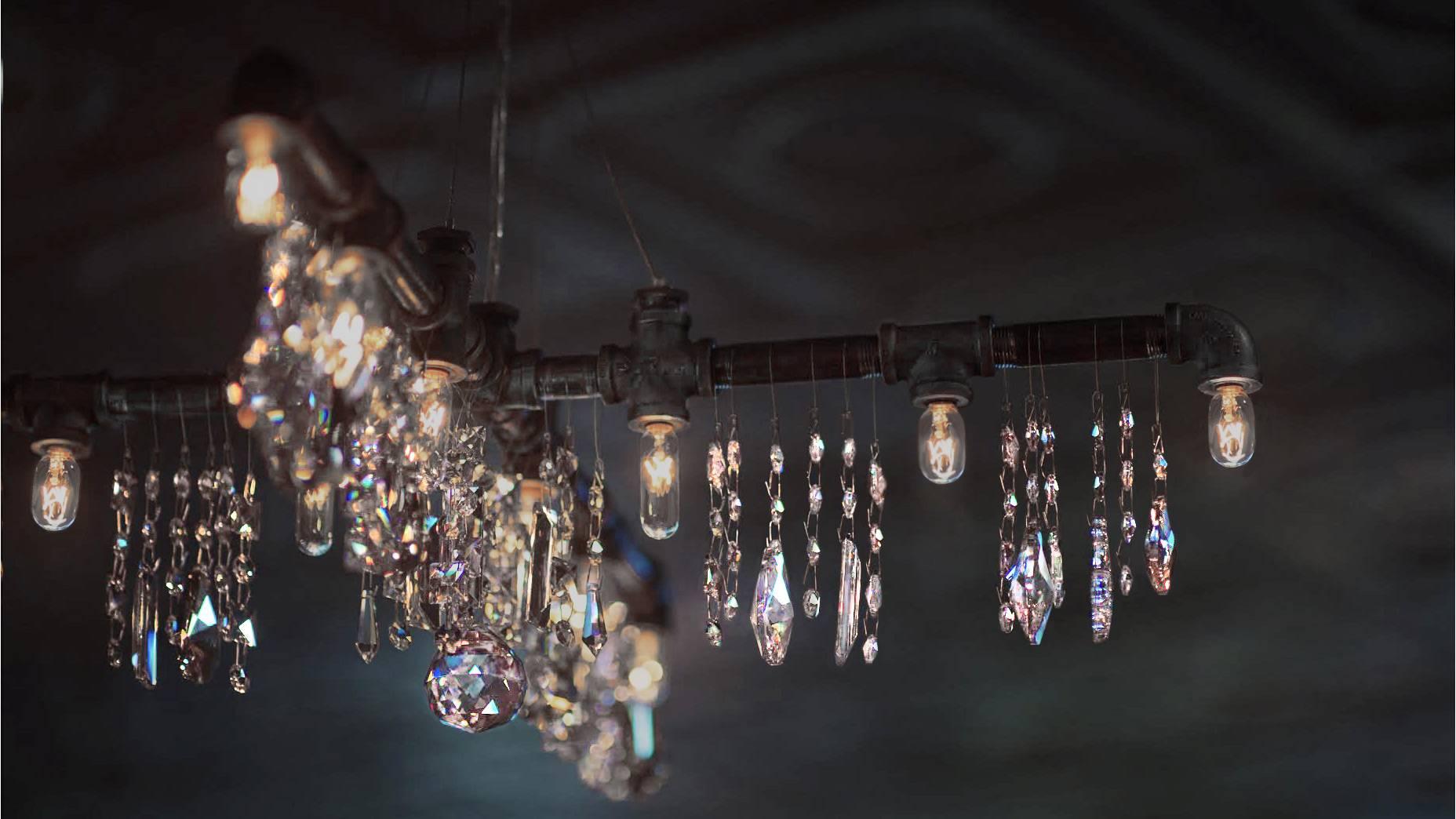 Crystal Industrial Collection X-Chandelier For Sale