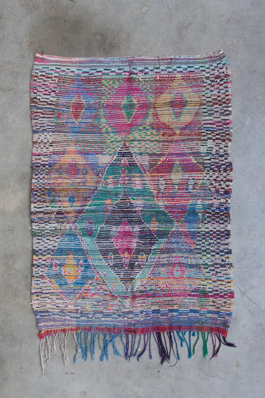 Vintage Ourika Boucherouite Rug In Excellent Condition In Palm Springs, CA