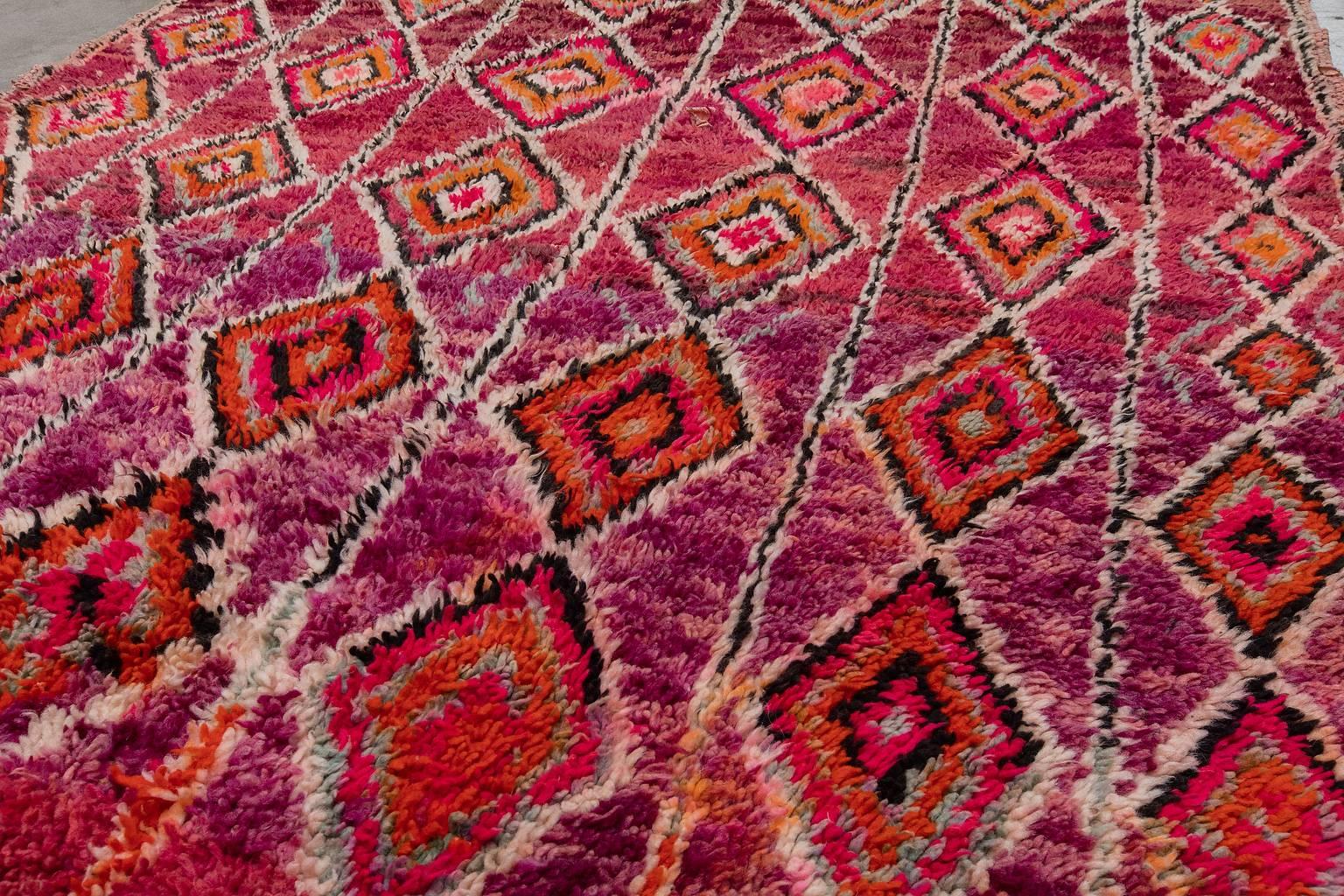 Hand-Knotted Vintage Moroccan Boujad Rug