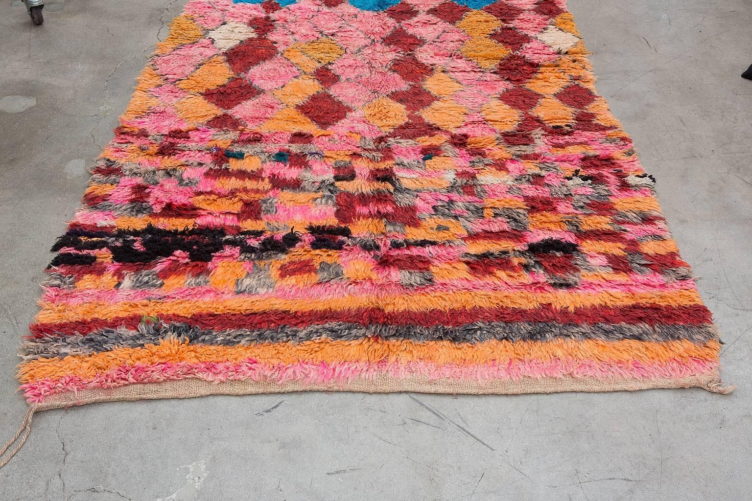 Hand-Knotted Vintage Beni M'rirt Moroccan Rug