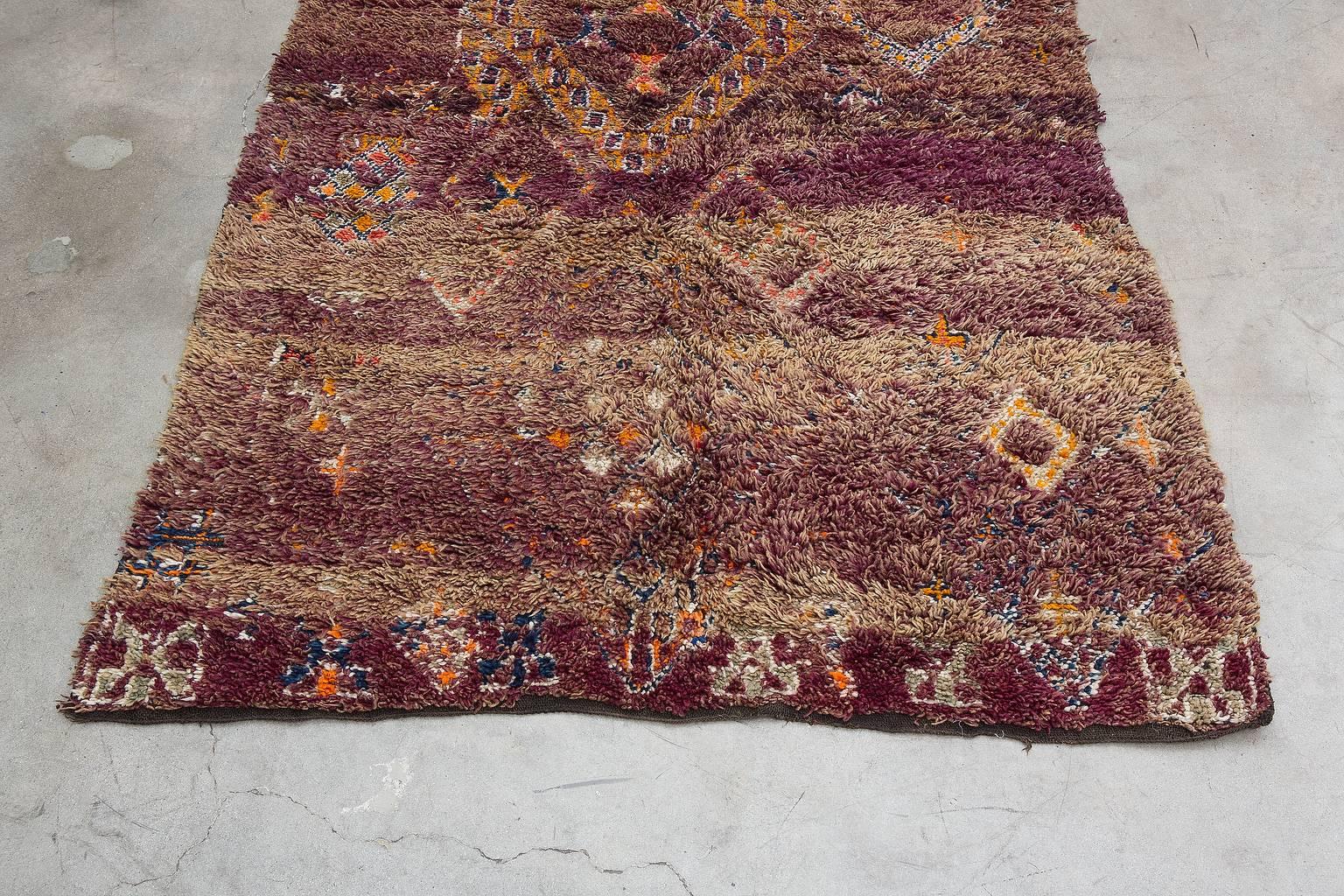 Hand-Knotted Vintage Moroccan Beni M'guild Rug  For Sale