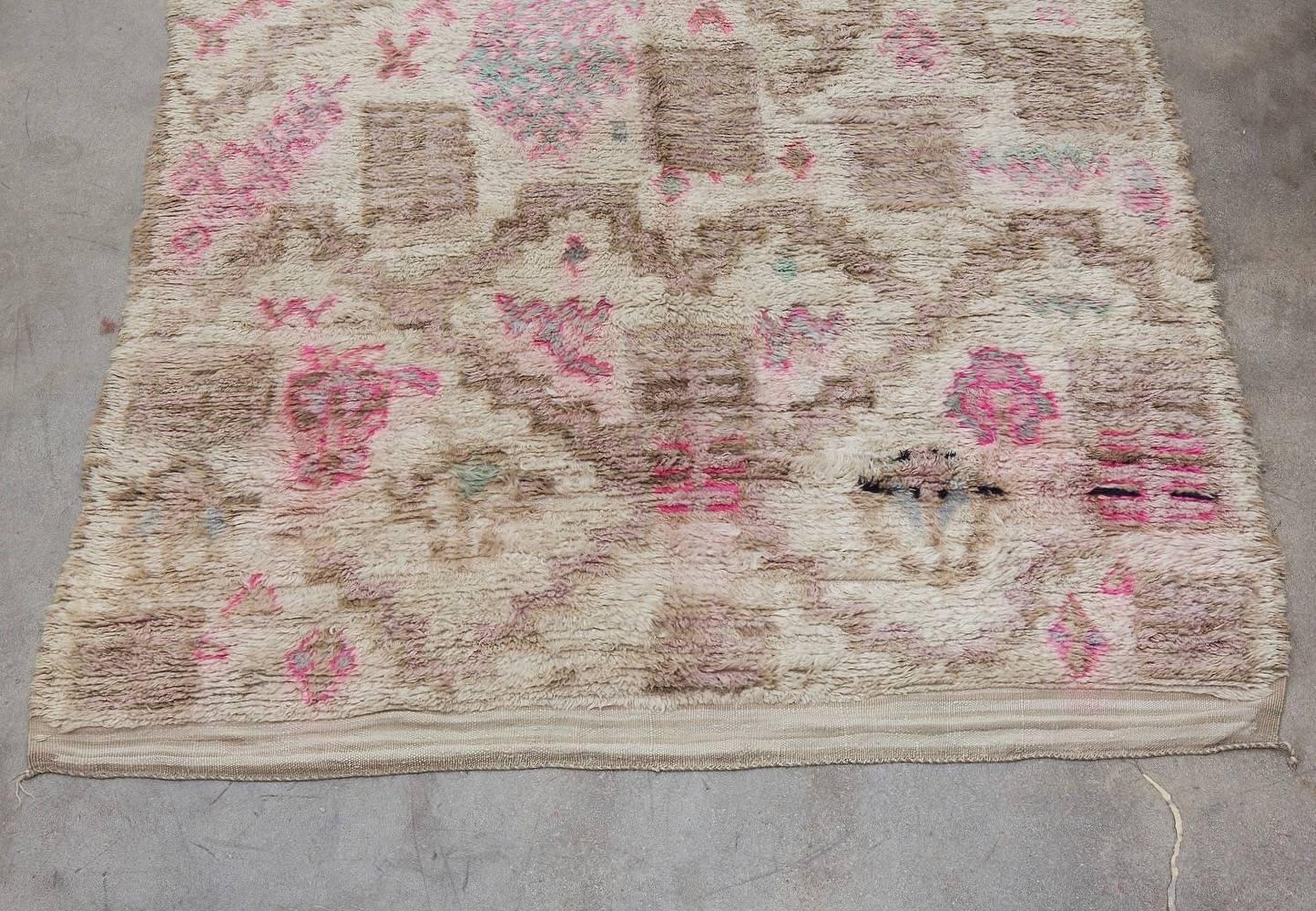 Tribal Vintage Moroccan Talsint Rug Pink and Neutral Tones For Sale