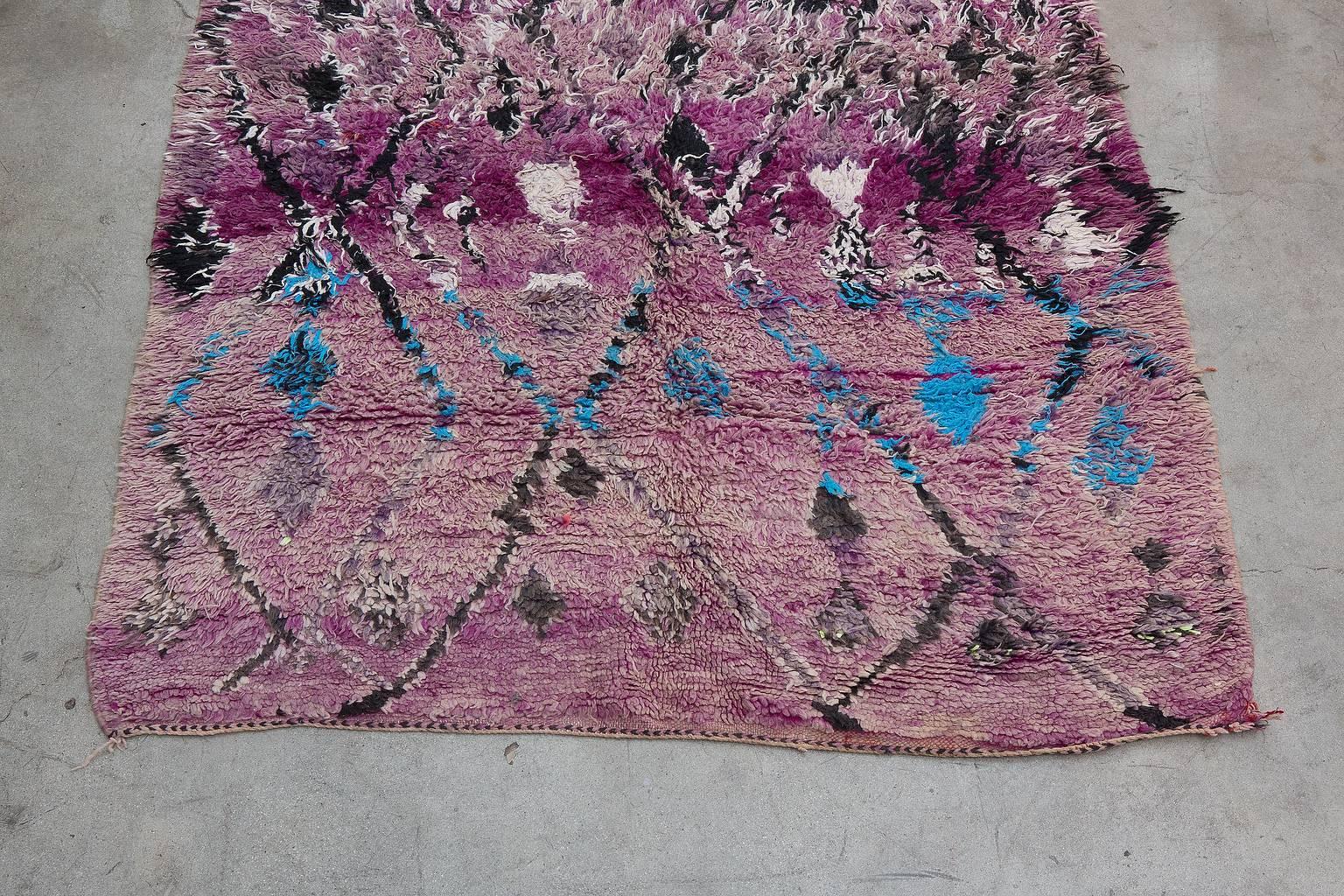 Hand-Knotted Vintage Moroccan Boujad Rug For Sale